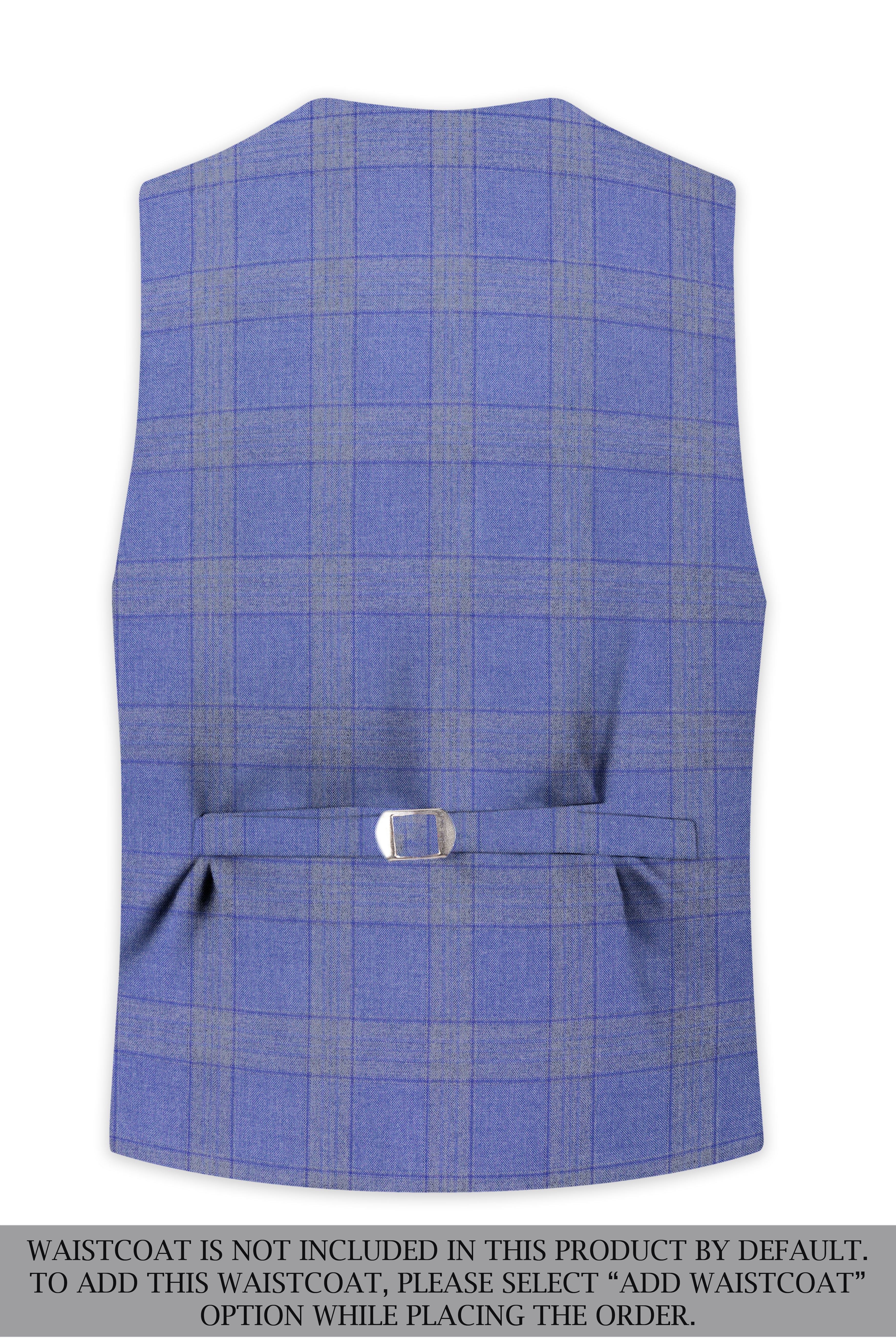 Cobalt-Scampi Blue Plaid Wool Rich Peak Lapel Tuxedo Suit