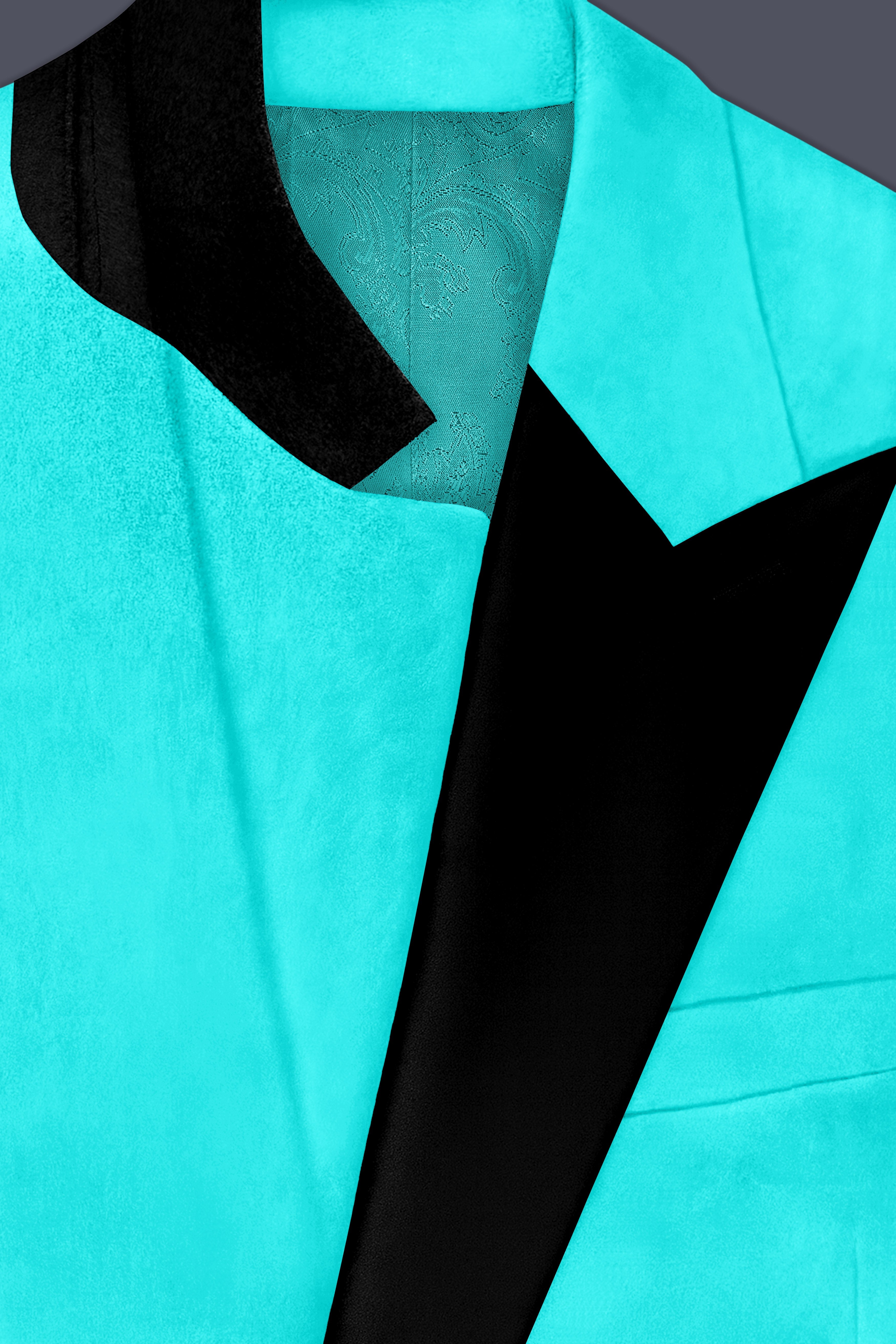 Sovereign-Turquoise Blue Velvet Peak Lapel Tuxedo Suit