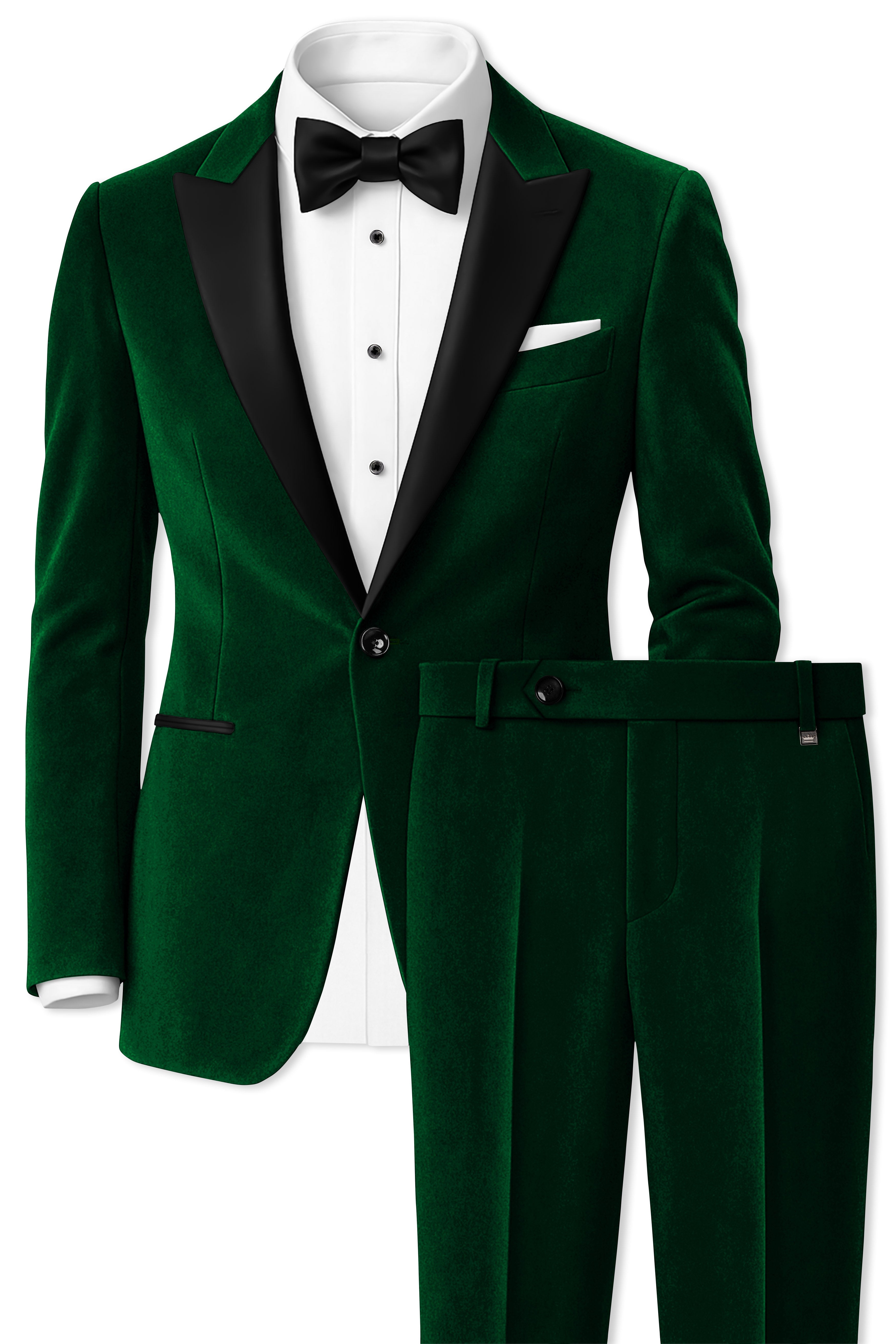 Aurel-Burnham Green Velvet Peak Lapel Tuxedo Suit
