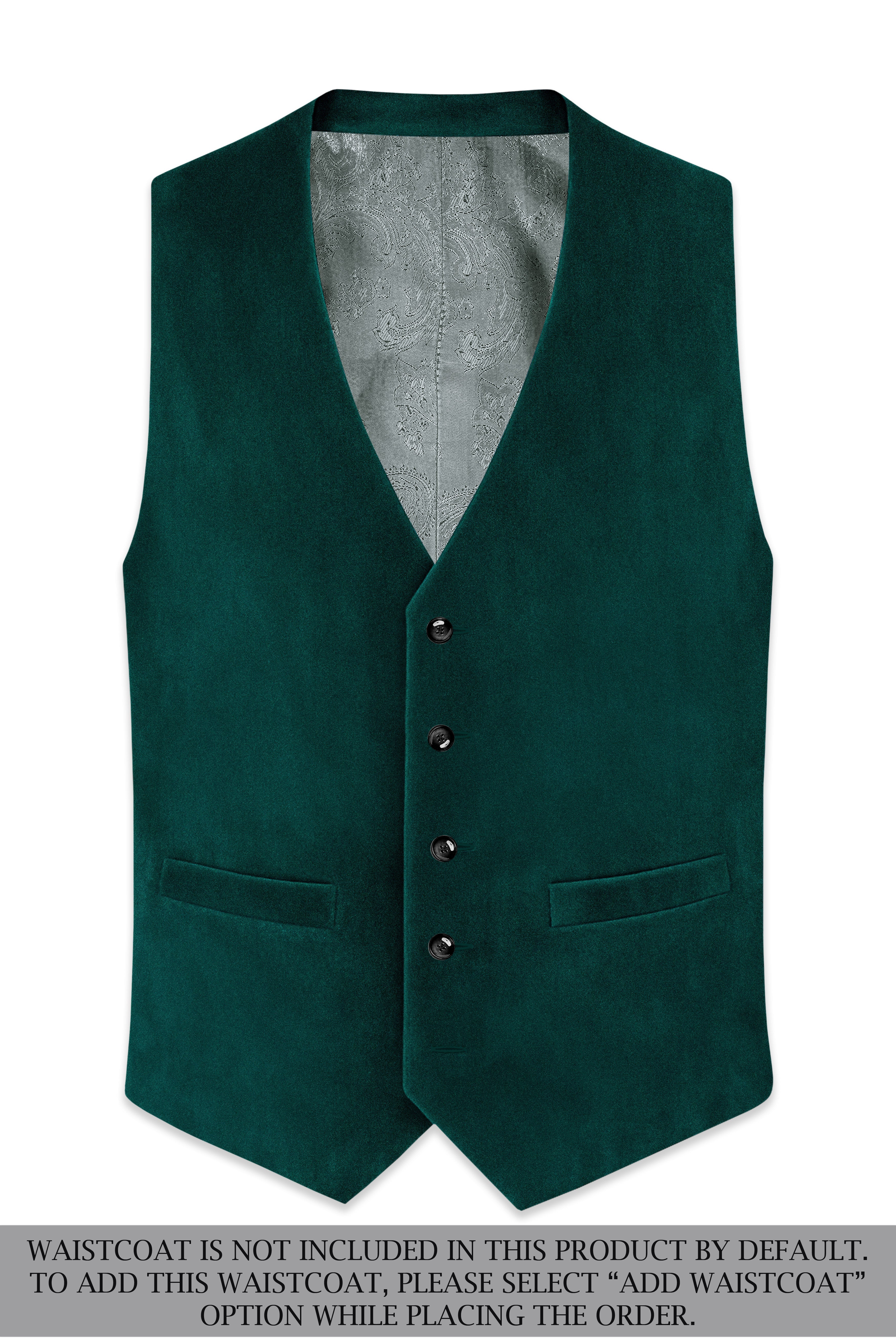Lagoon-Teal Green Velvet Peak Lapel Tuxedo Suit