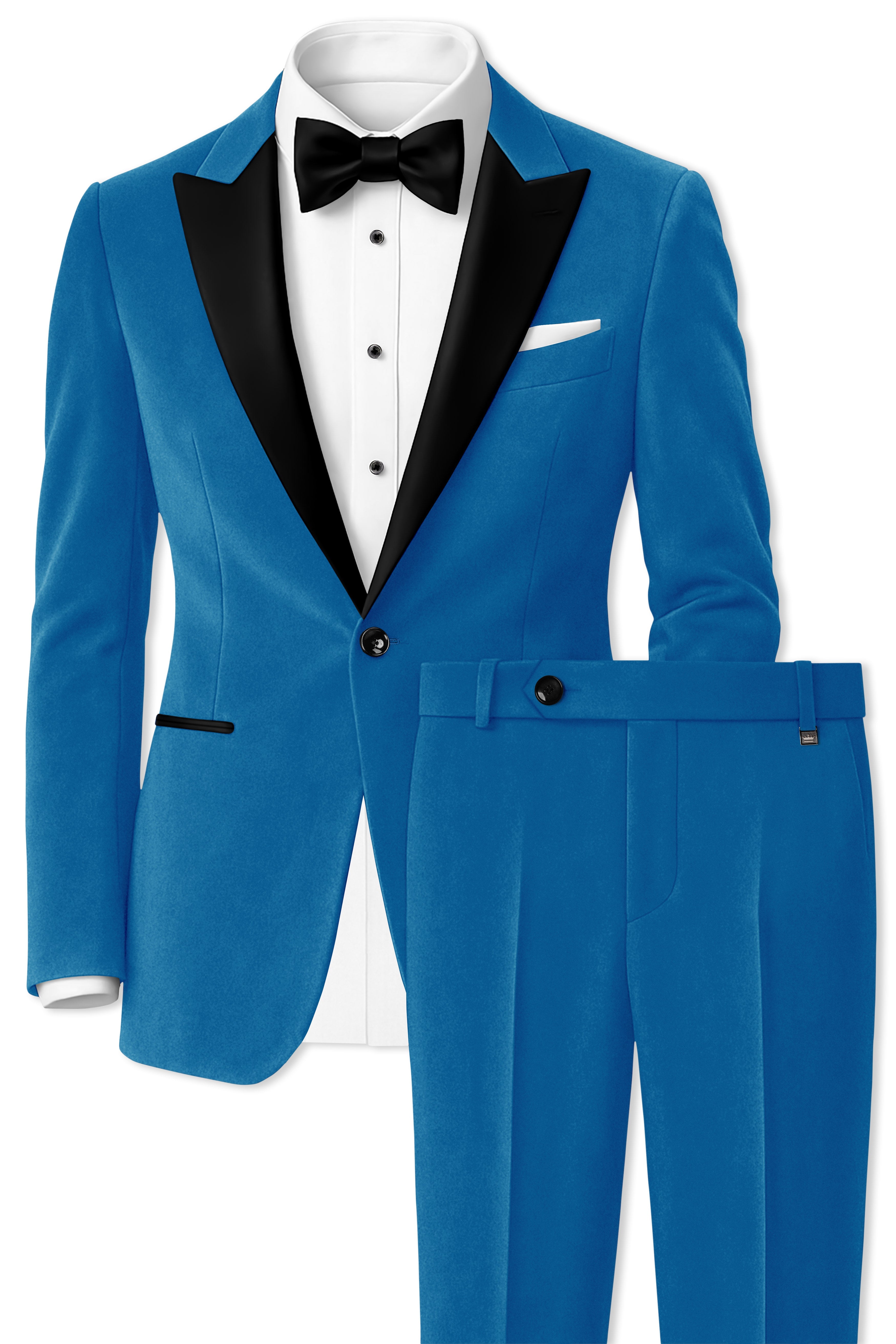 Orvian-Venice Blue Velvet Peak Lapel Tuxedo Suit