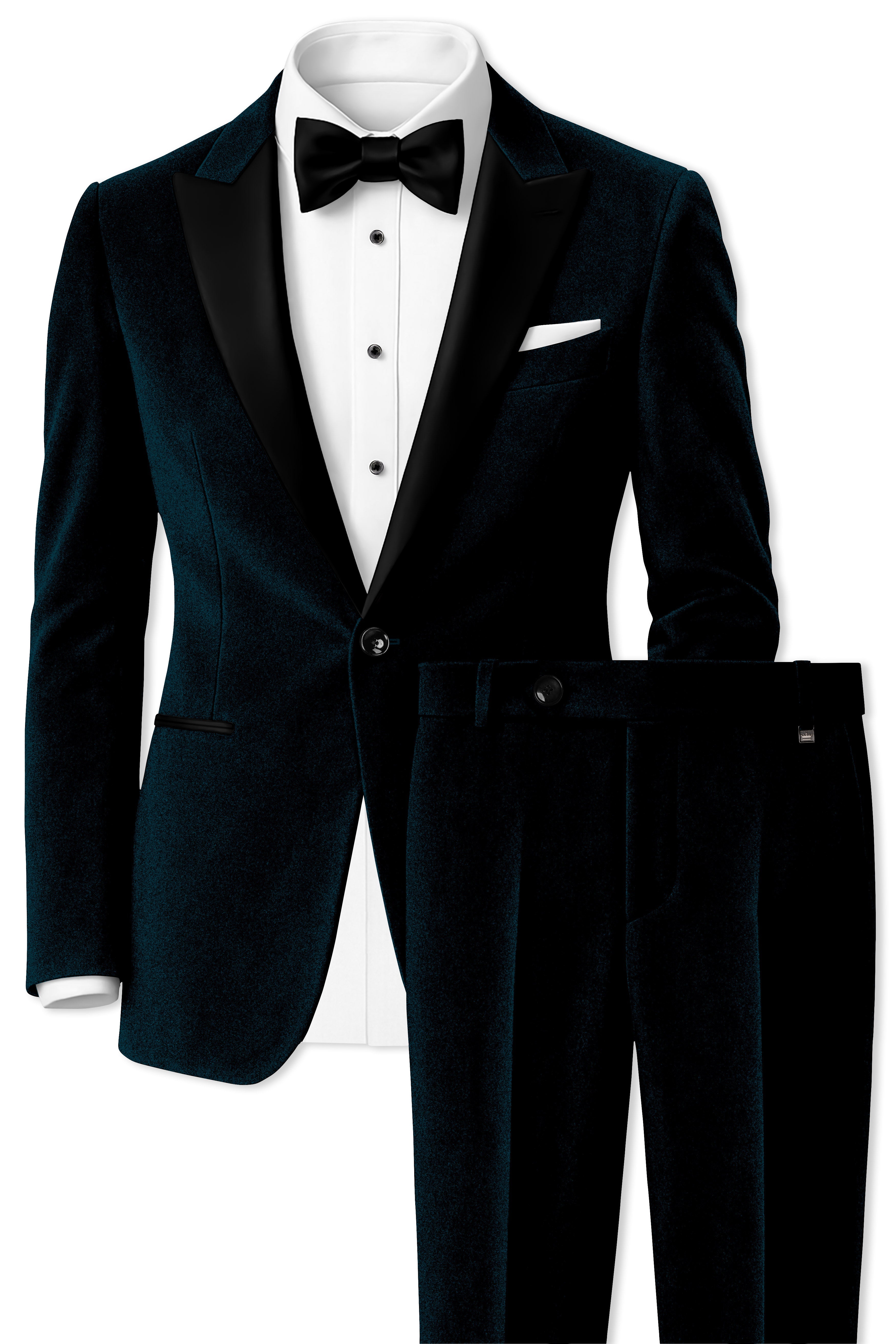 Rogue-Jaguar Blue Velvet Peak Lapel Tuxedo Suit