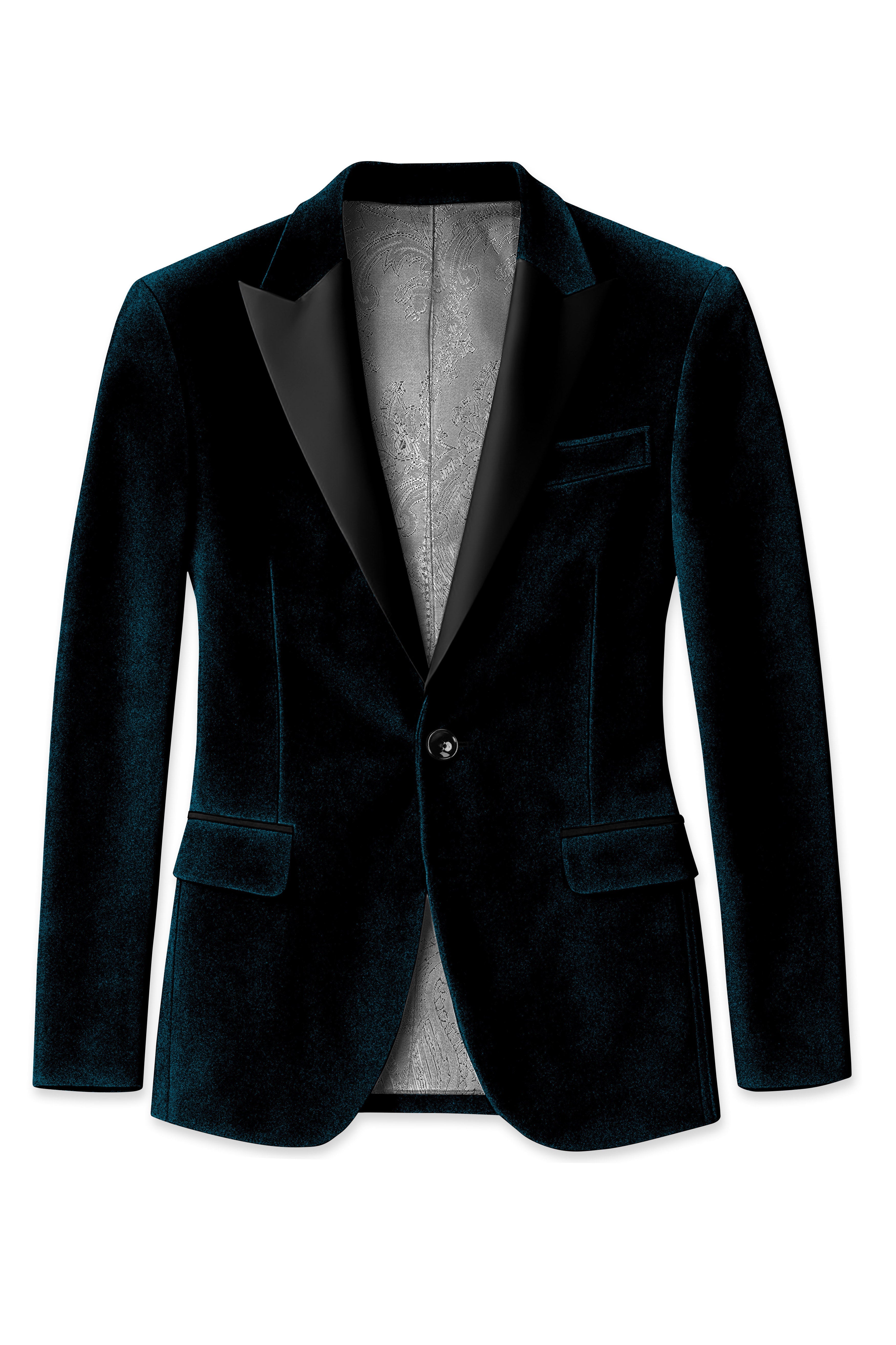 Rogue-Jaguar Blue Velvet Peak Lapel Tuxedo Suit