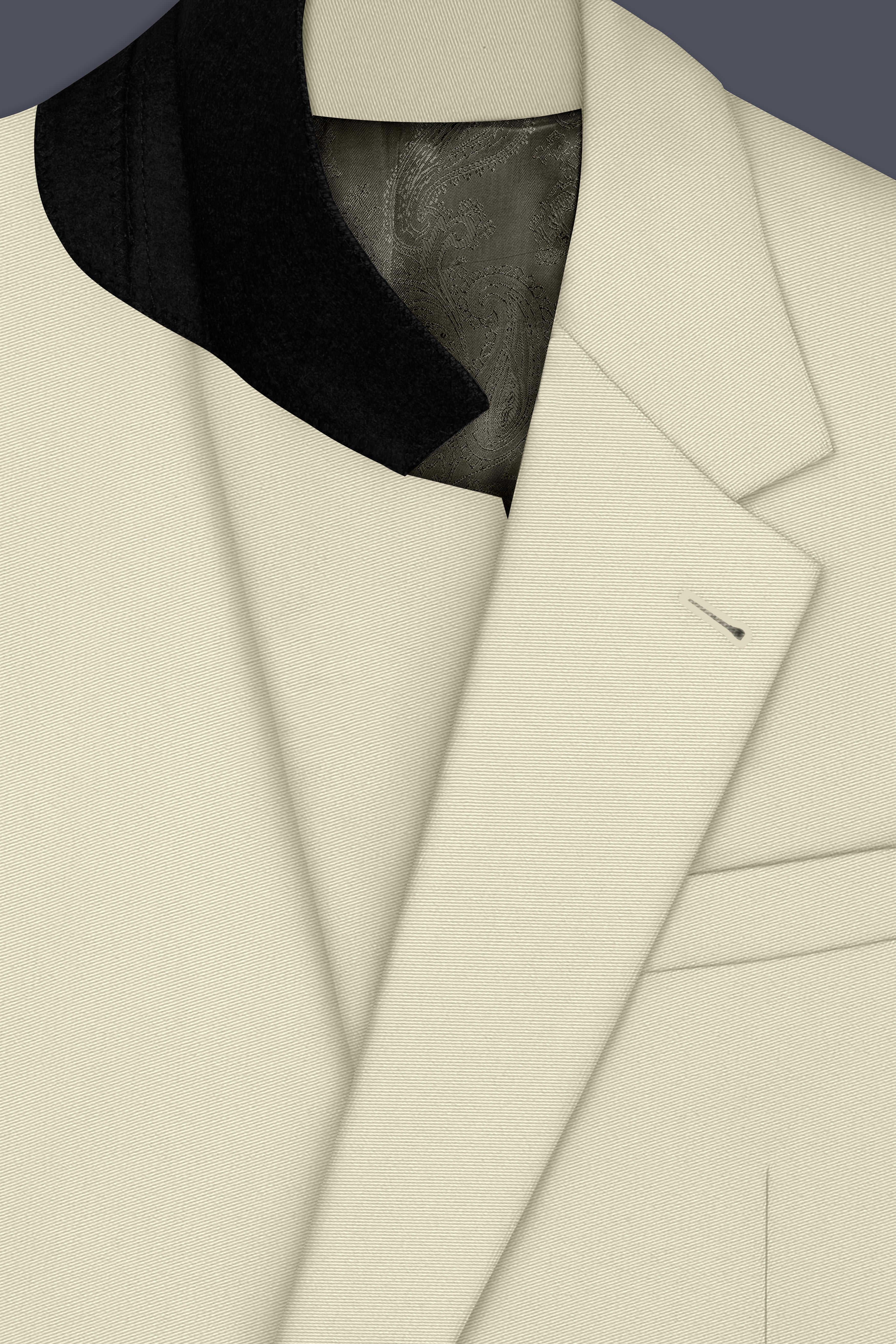 Ivory-Sisal Cream Slight Stretch Subtle Sheen Poly-Viscose Single Breasted Suit