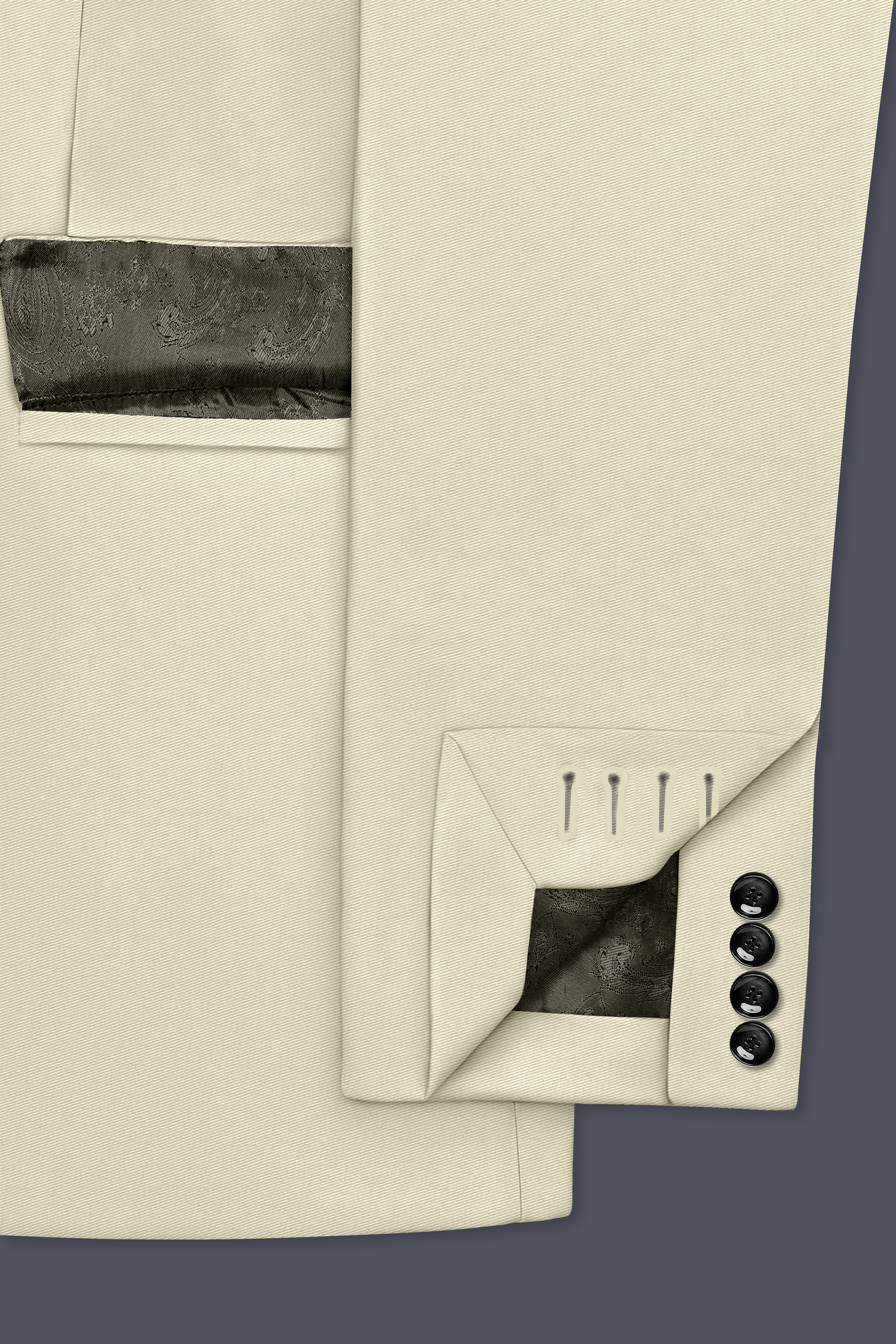 Ivory-Sisal Cream Slight Stretch Subtle Sheen Poly-Viscose Single Breasted Suit