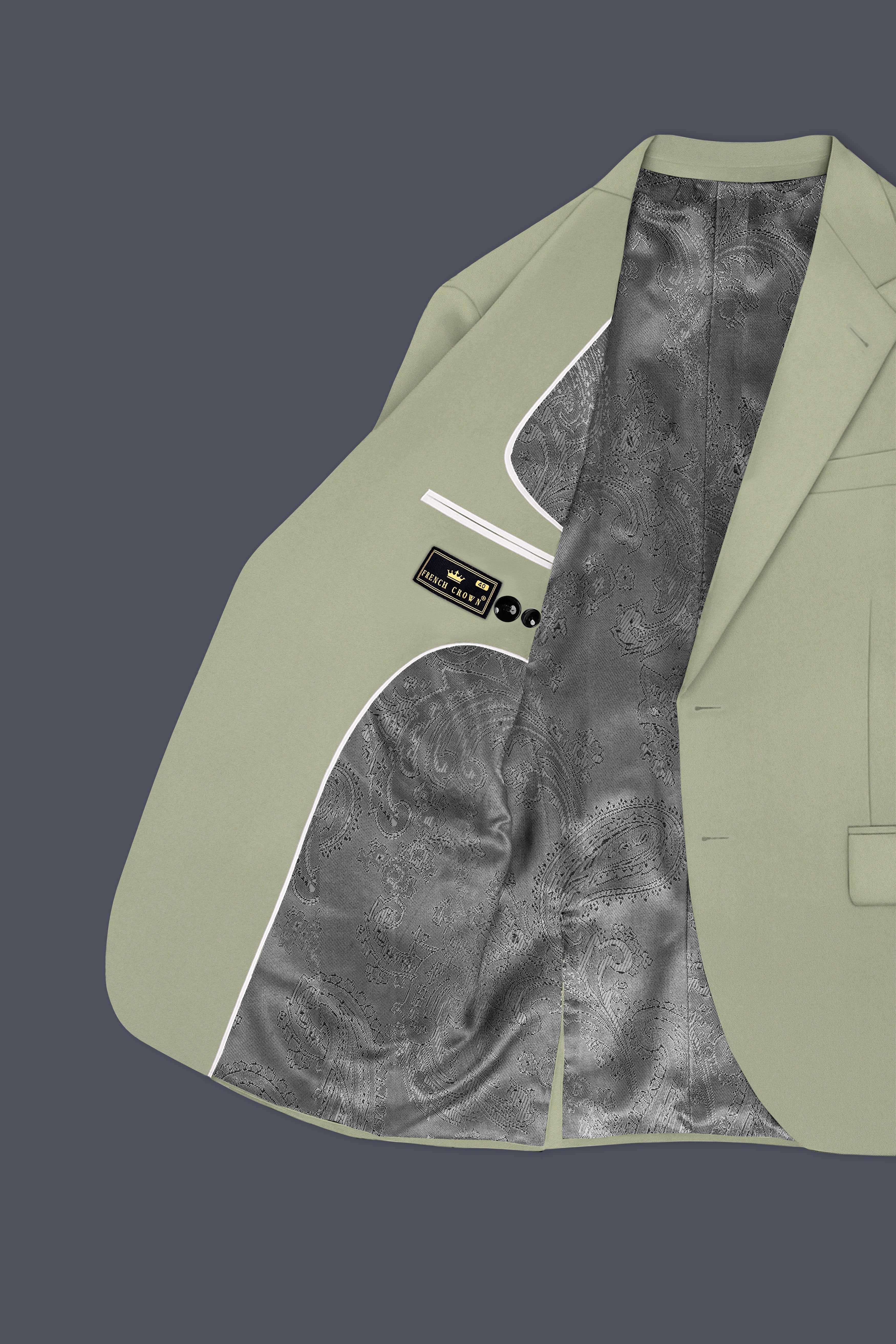 Verdan-Sage Green Slight Stretch Subtle Sheen Poly-Viscose Single Breasted Suit