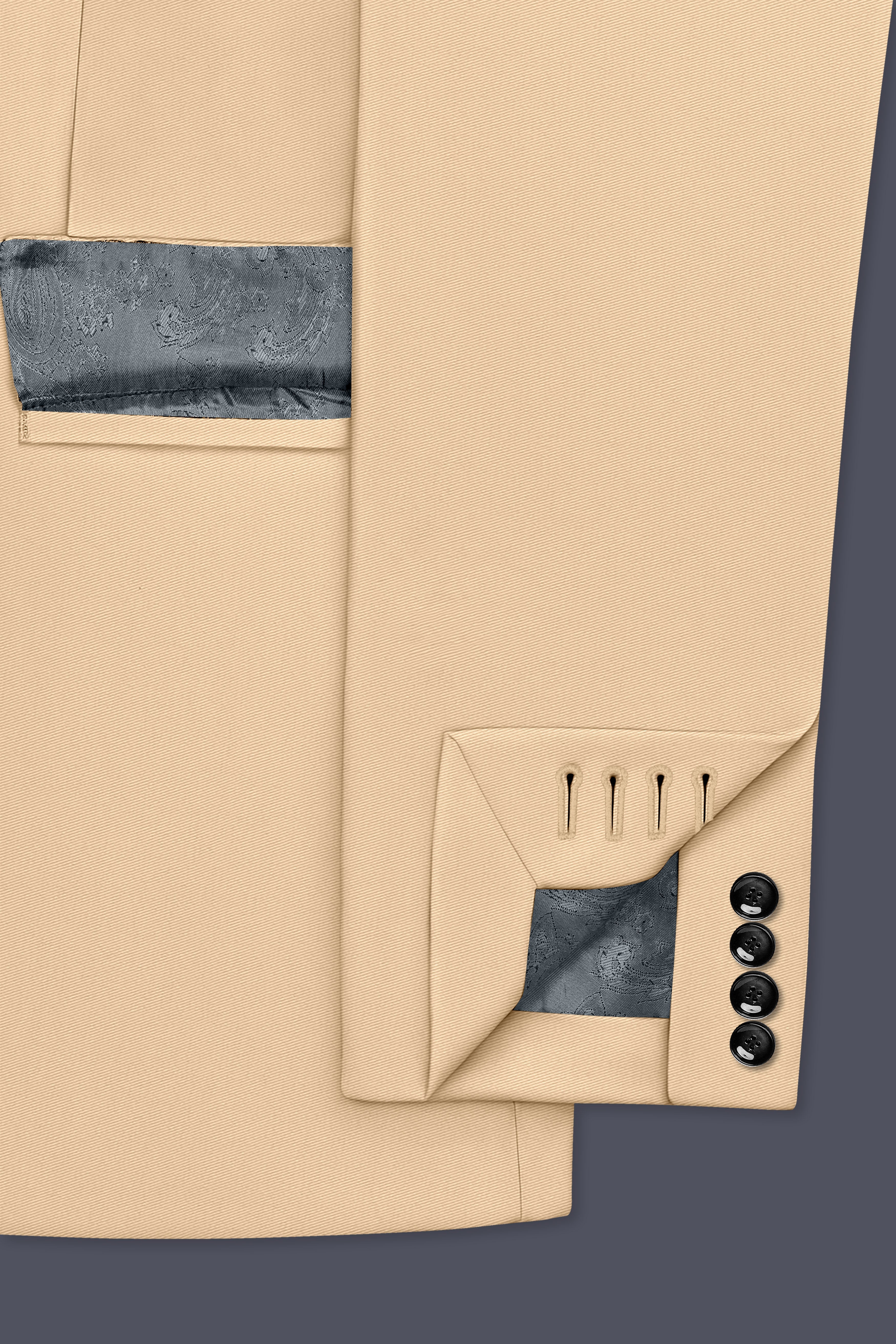 Ecru-Cashmere Cream Slight Stretch Subtle Sheen Poly-Viscose Single Breasted Suit