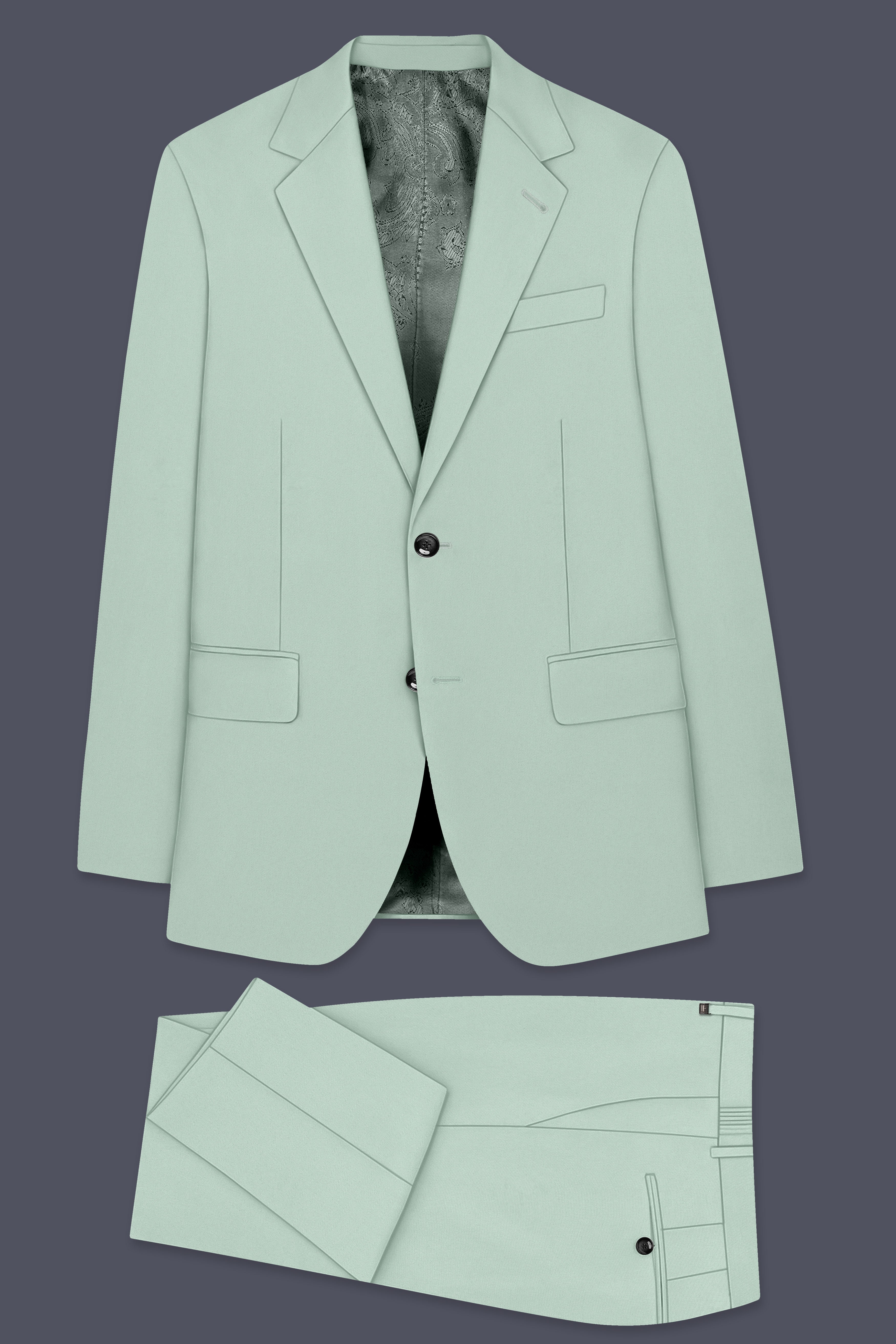 Umbra-Shadow Green Slight Stretch Subtle Sheen Poly-Viscose Single Breasted Suit
