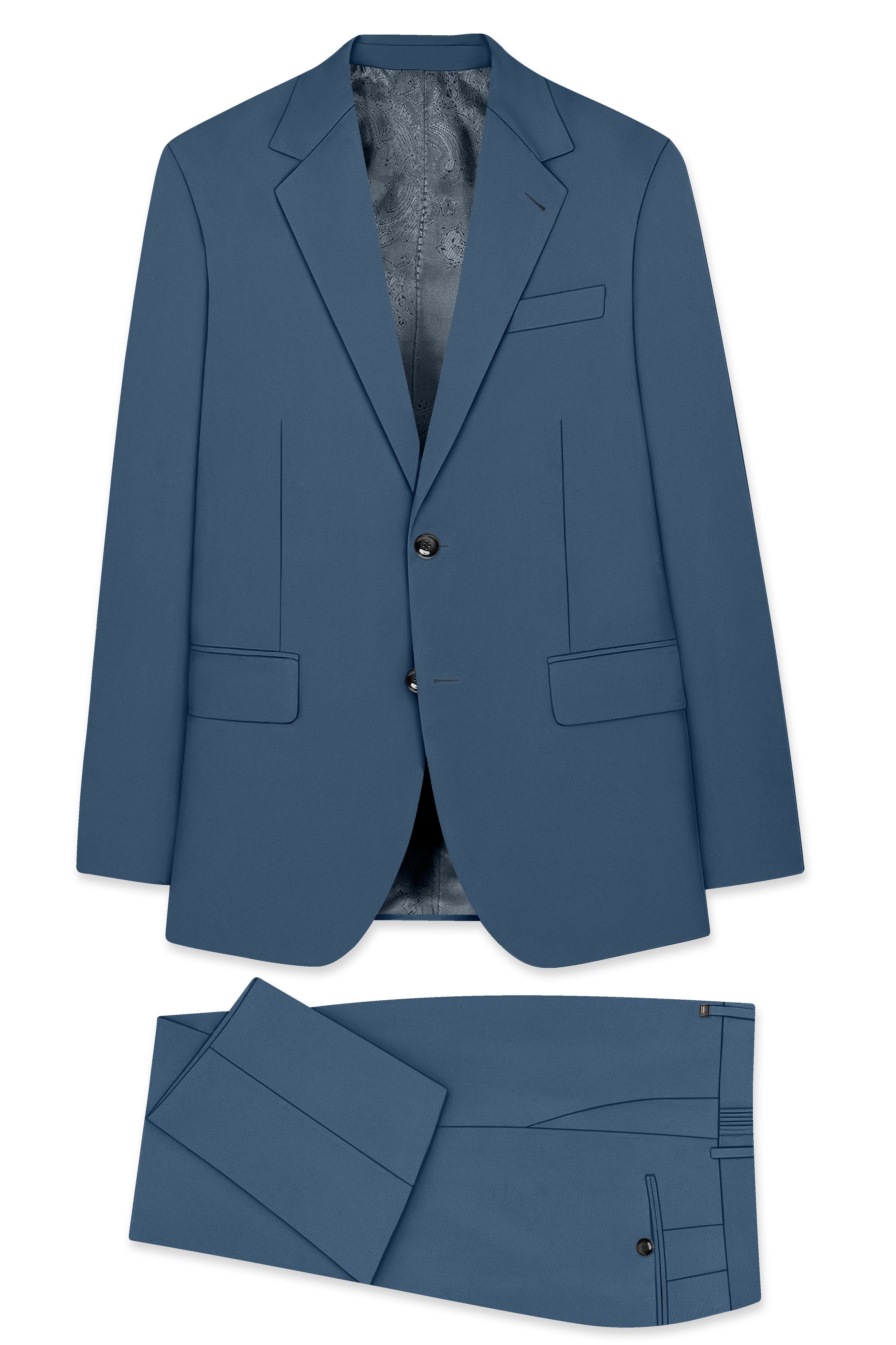 Azure-Nile Blue Slight Stretch Subtle Sheen Poly-Viscose Single Breasted Suit