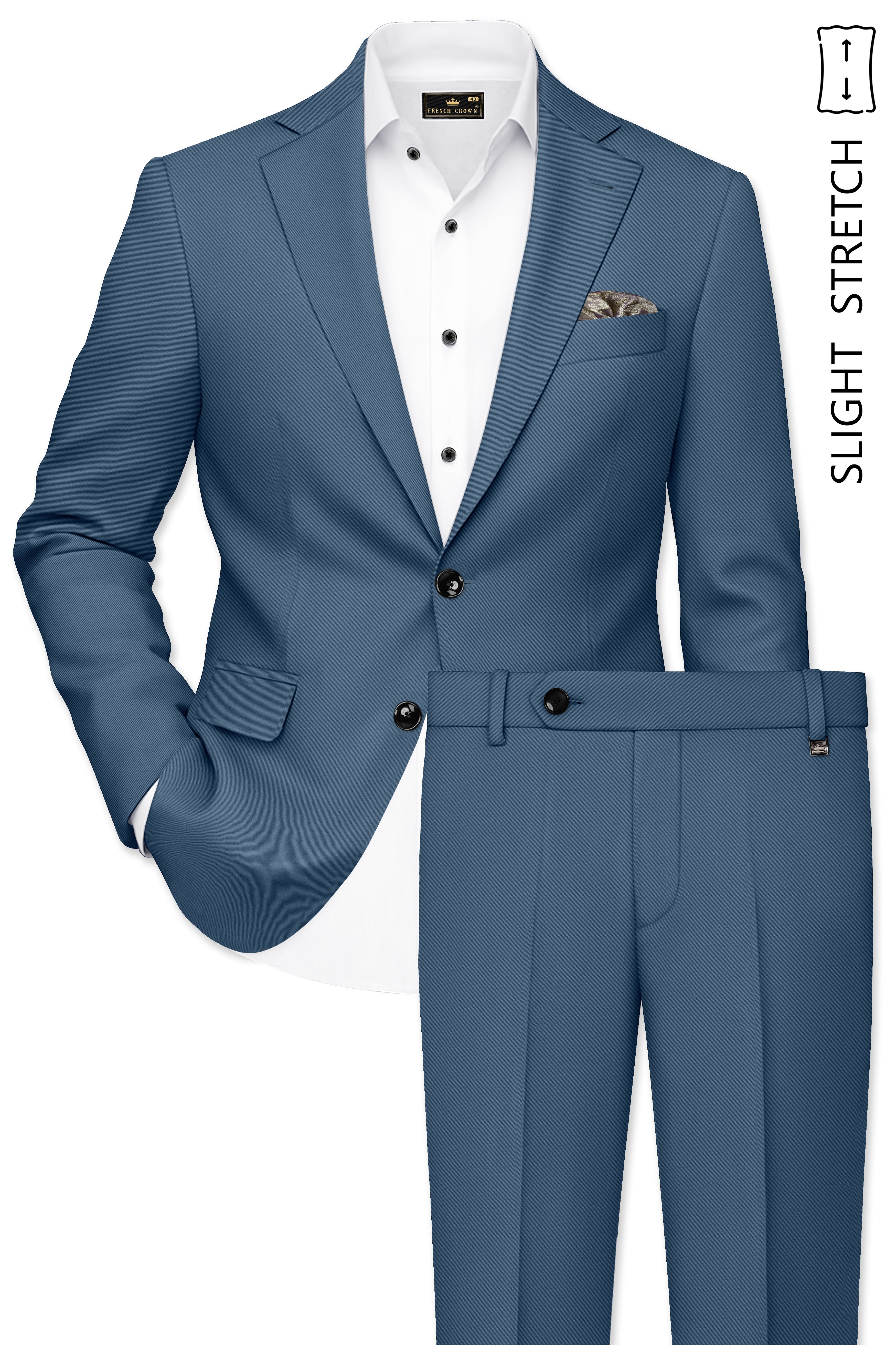 Azure-Nile Blue Slight Stretch Subtle Sheen Poly-Viscose Single Breasted Suit