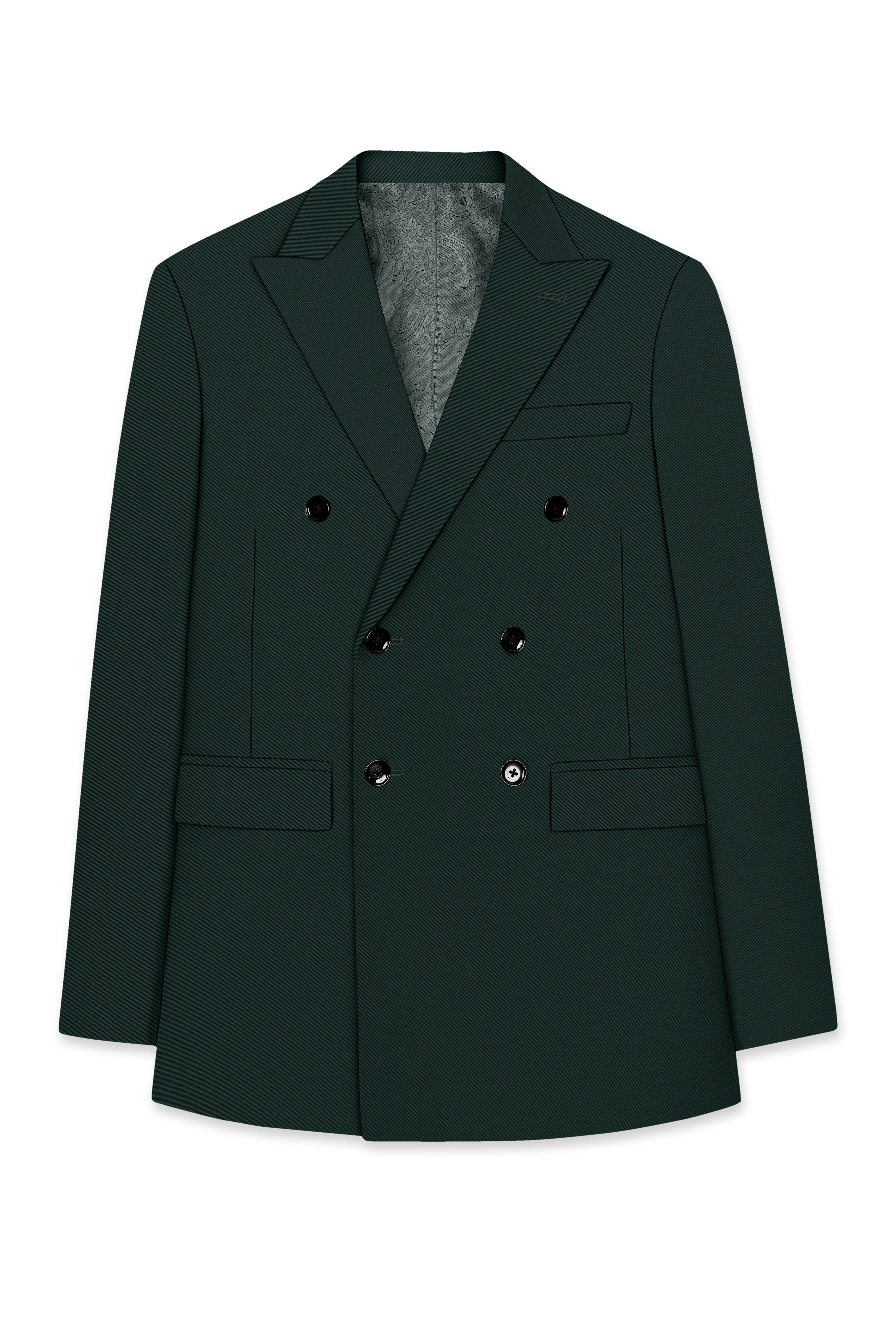 Viridian-Gable Green Slight Stretch Subtle Sheen Poly-Viscose Double Breasted Suit