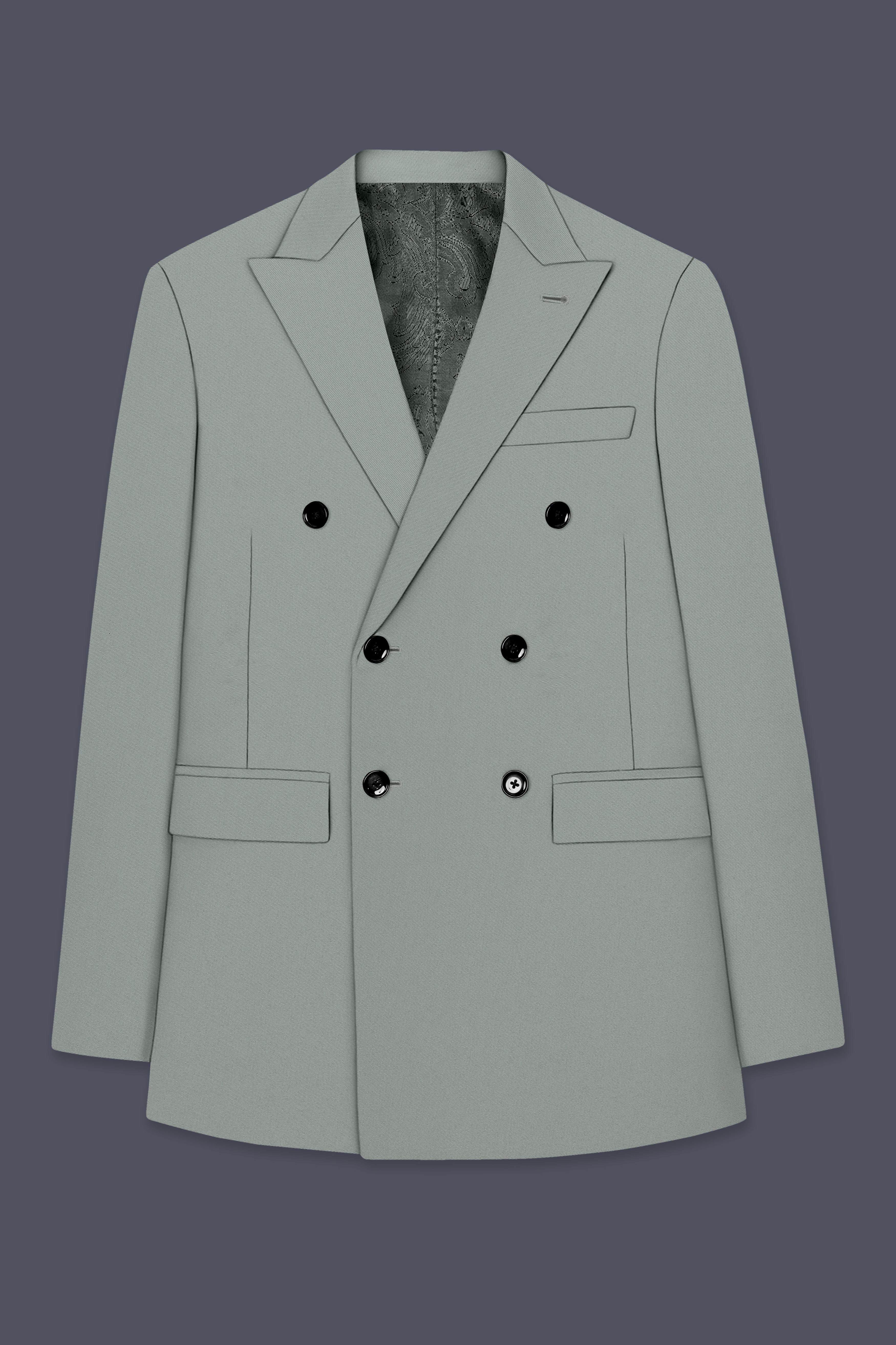 Beryl-Regent Green Slight Stretch Subtle Sheen Poly-Viscose Double Breasted Suit