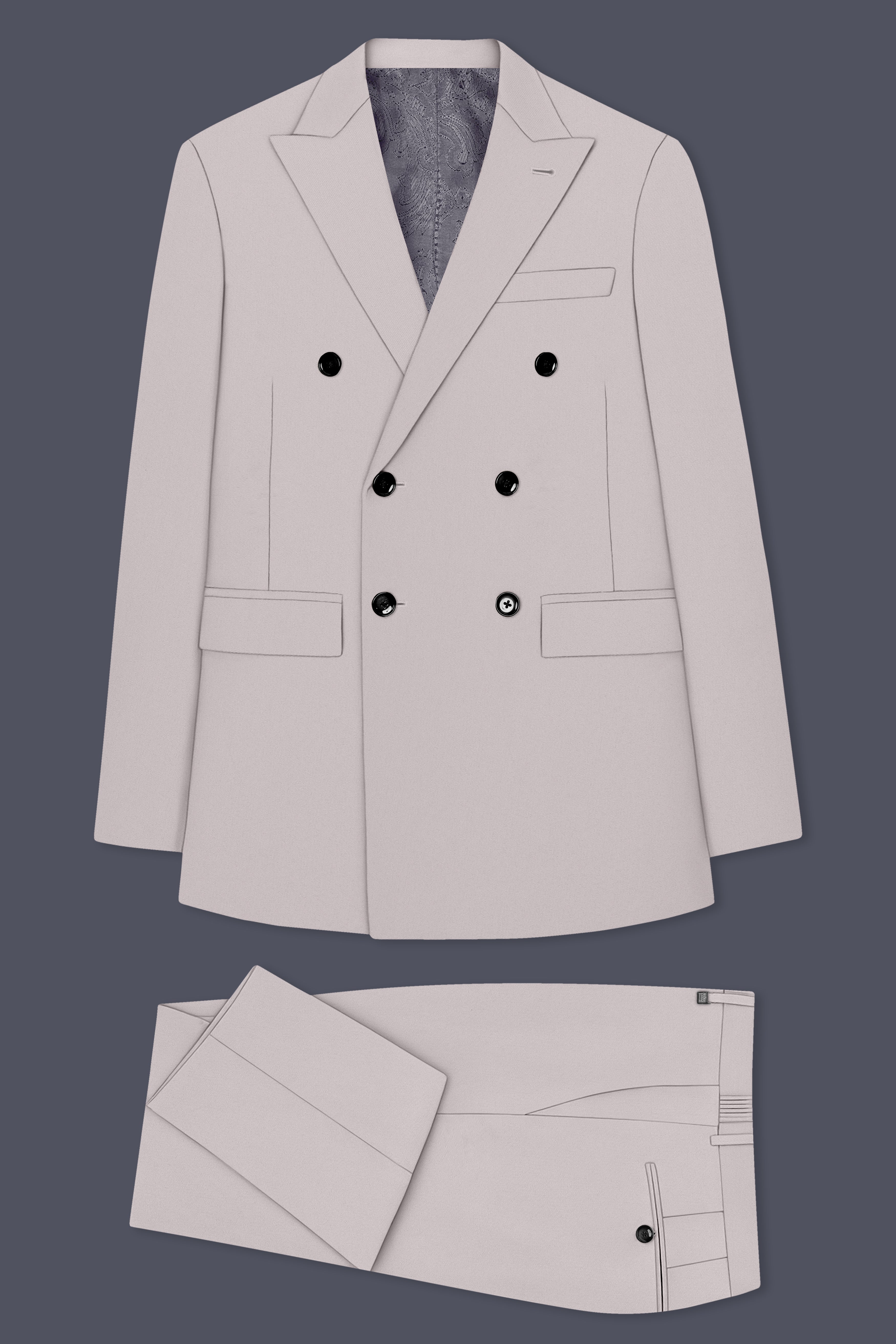 Lustre-Cloud Pink Slight Stretch Subtle Sheen Poly-Viscose Double Breasted Suit