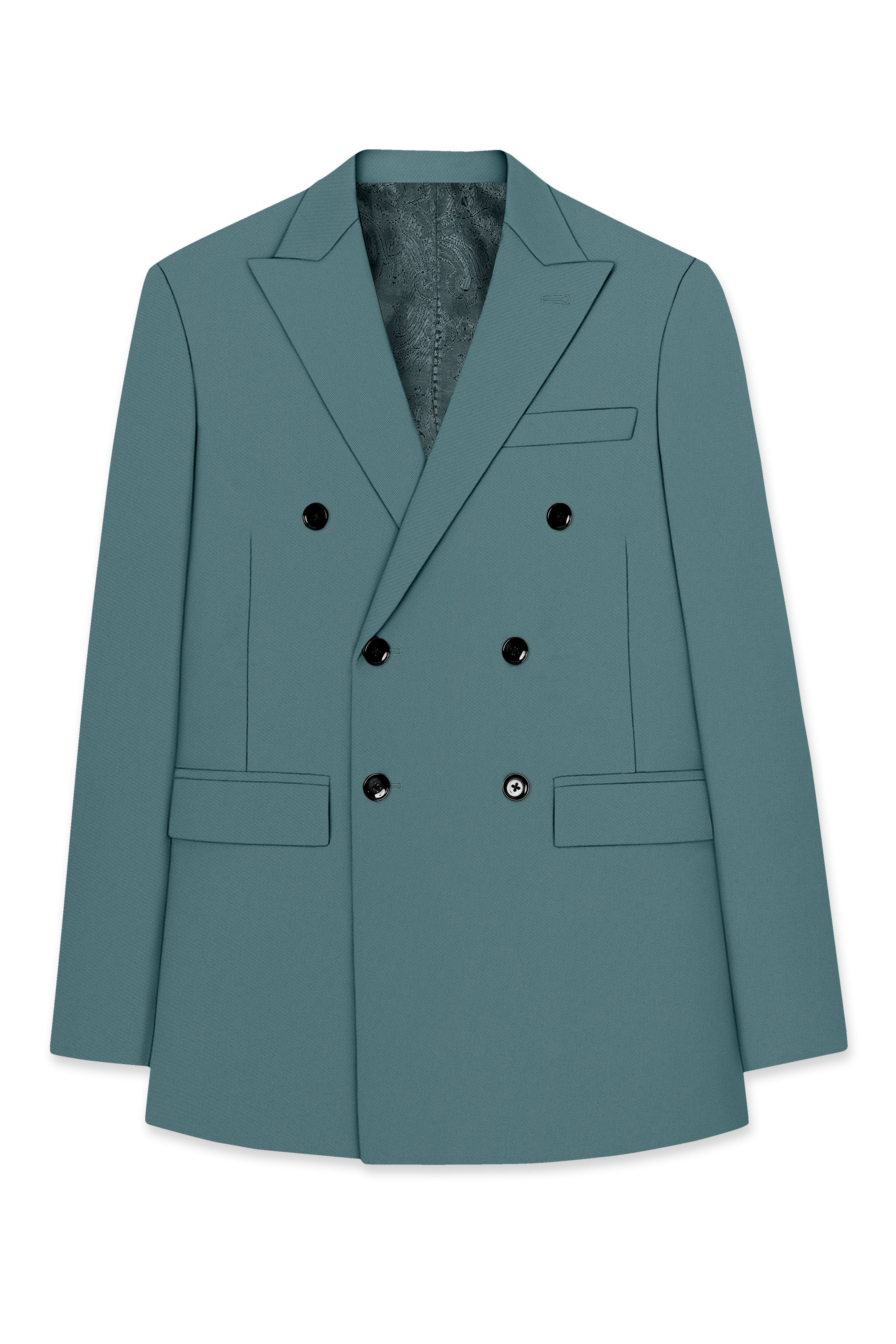 Emerald-Beetle Green Slight Stretch Subtle Sheen Poly-Viscose Double Breasted Suit