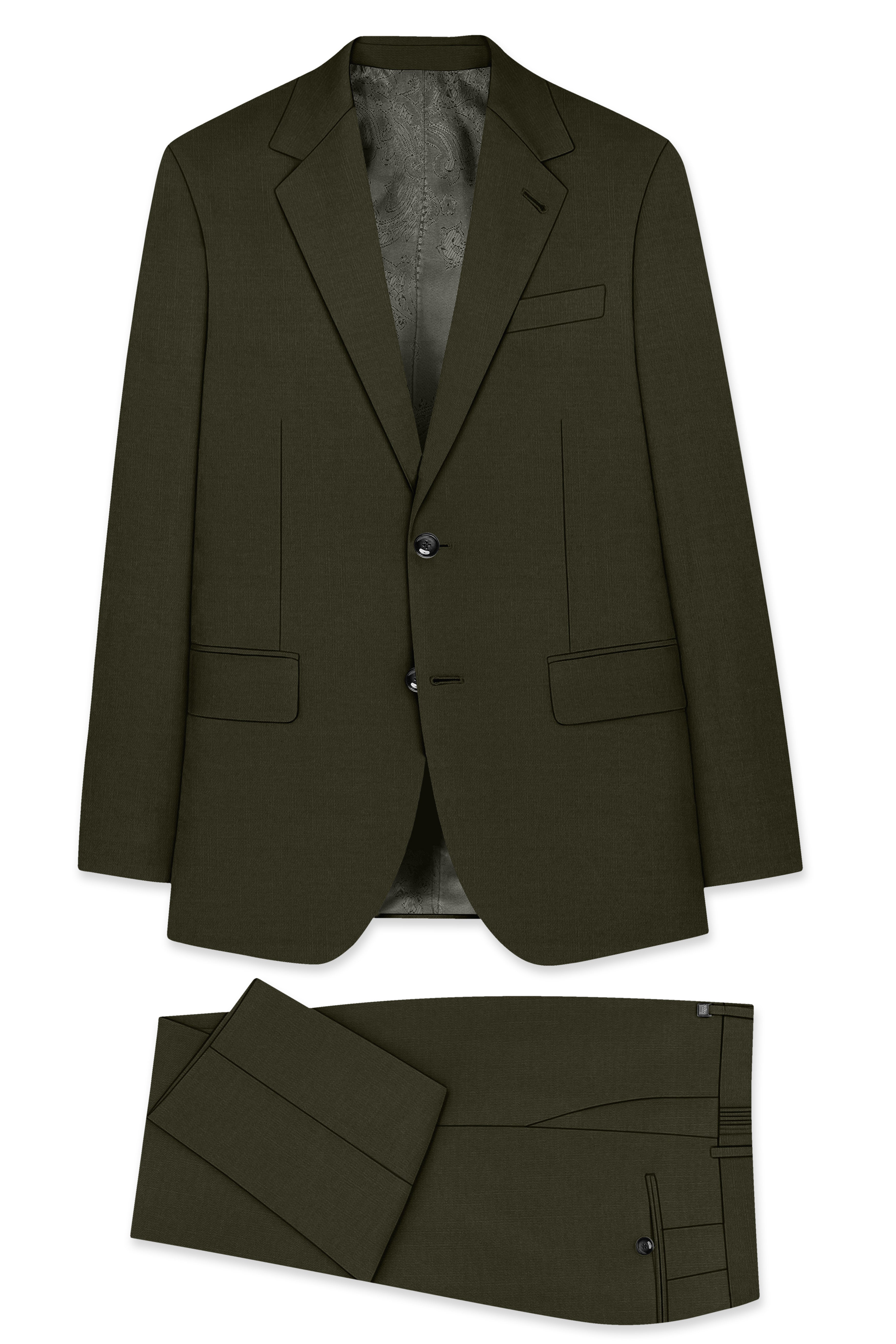 Mossley-Rangoon Green Wool Rich Slight Stretch Single Breasted Suit