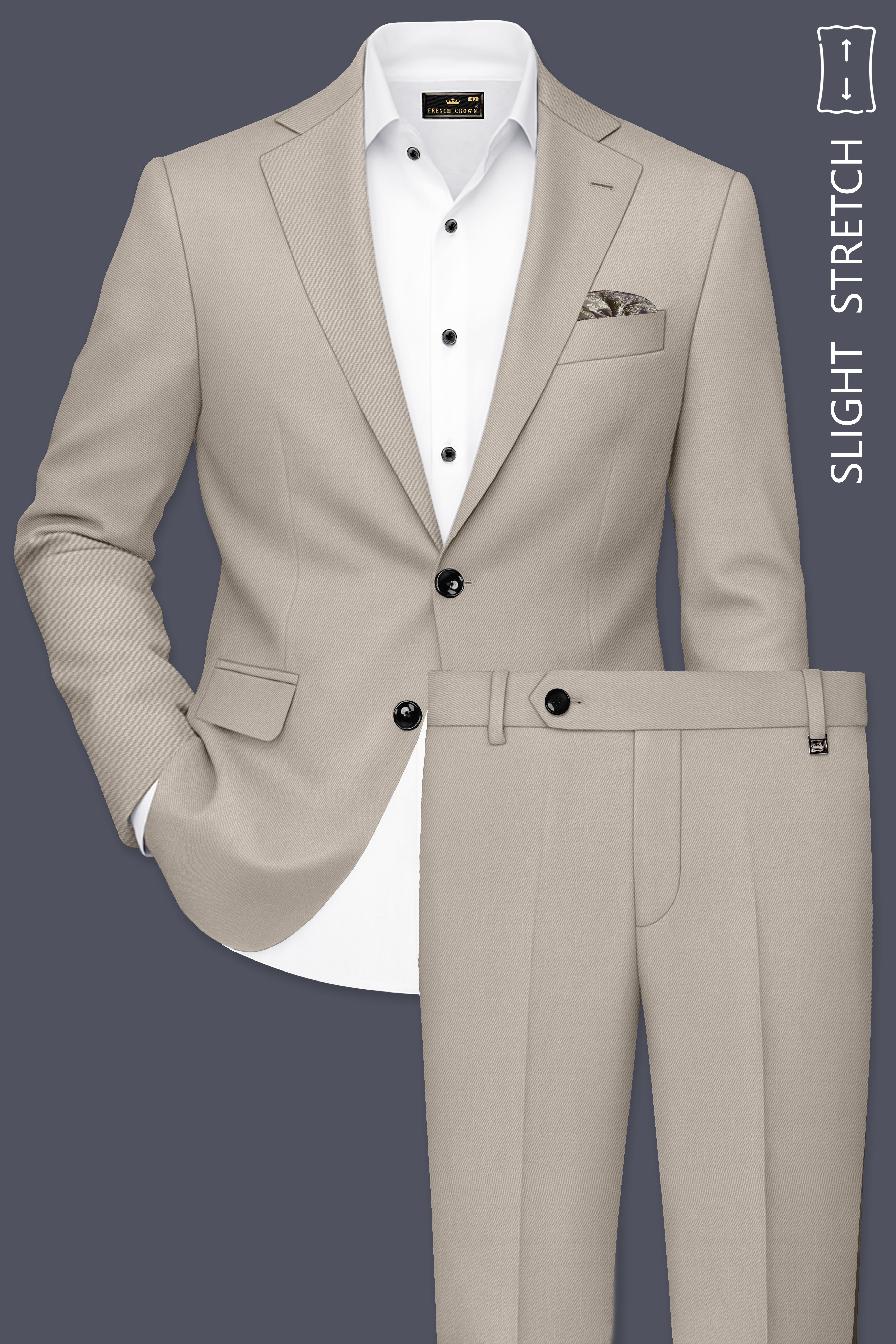 Sterling-Martini Cream Wool Rich Slight Stretch Single Breasted Suit