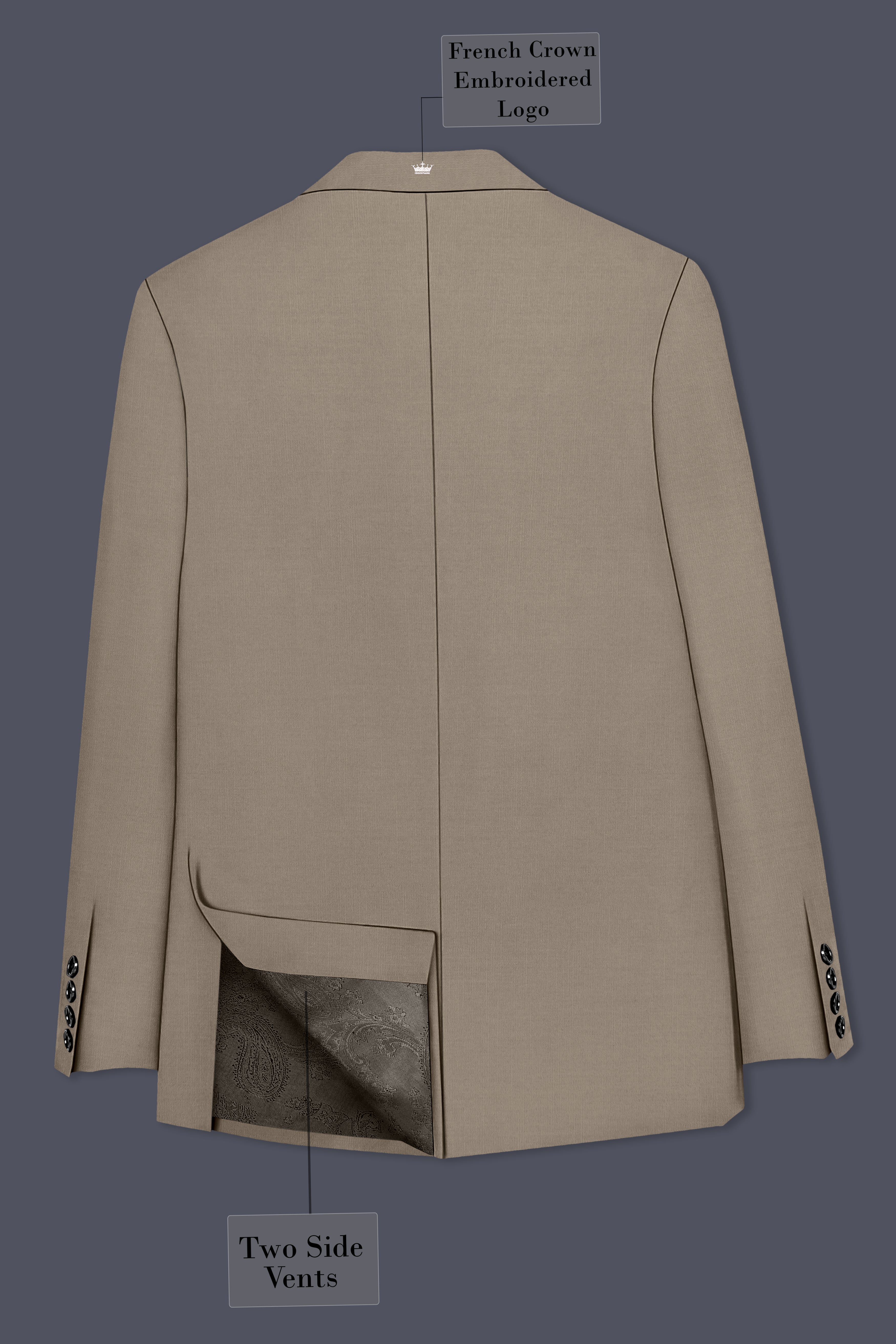 Umber-Stonewall Brown Wool Rich Slight Stretch Single Breasted Suit