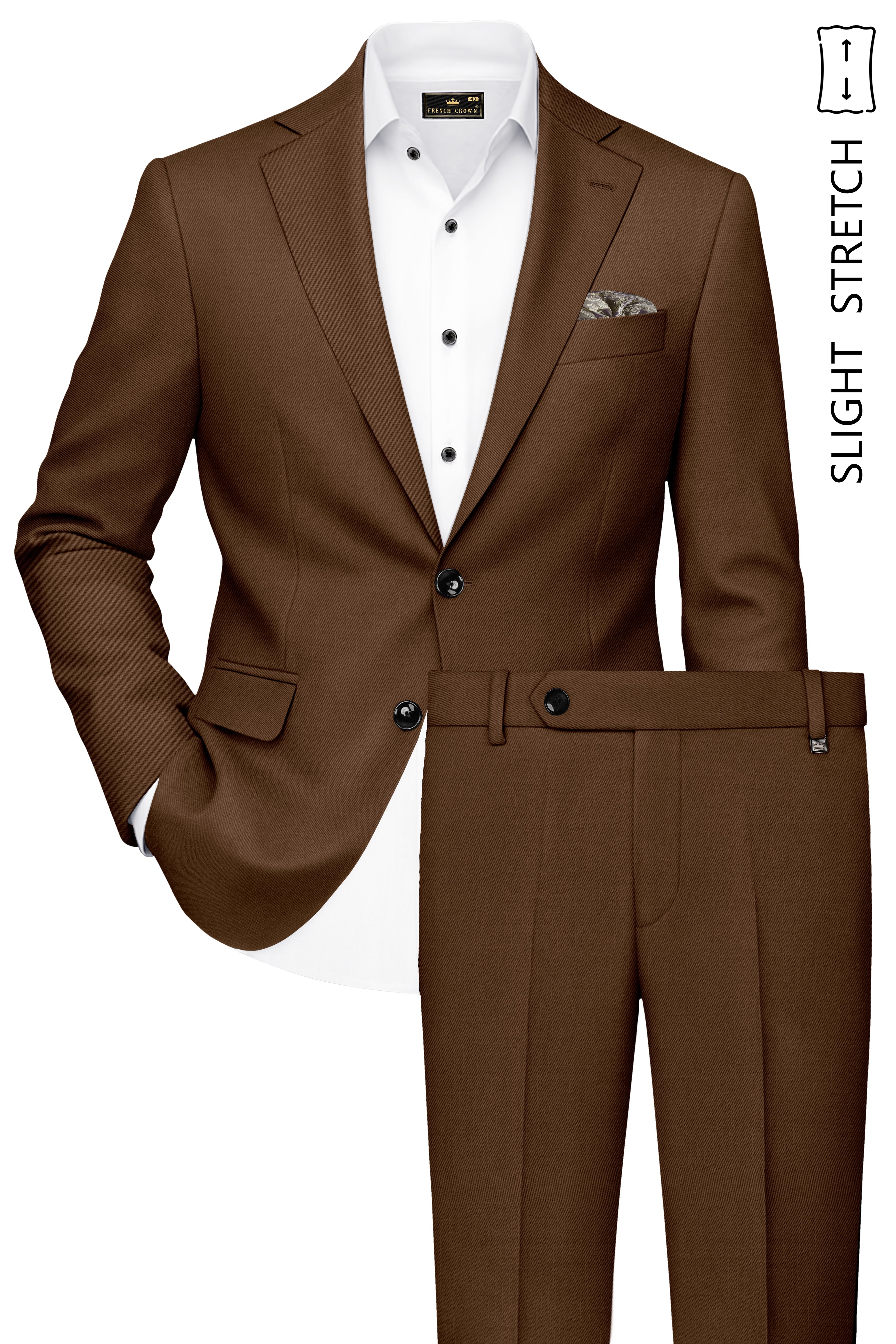 Havron-Derby Brown Wool Rich Slight Stretch Single Breasted Suit