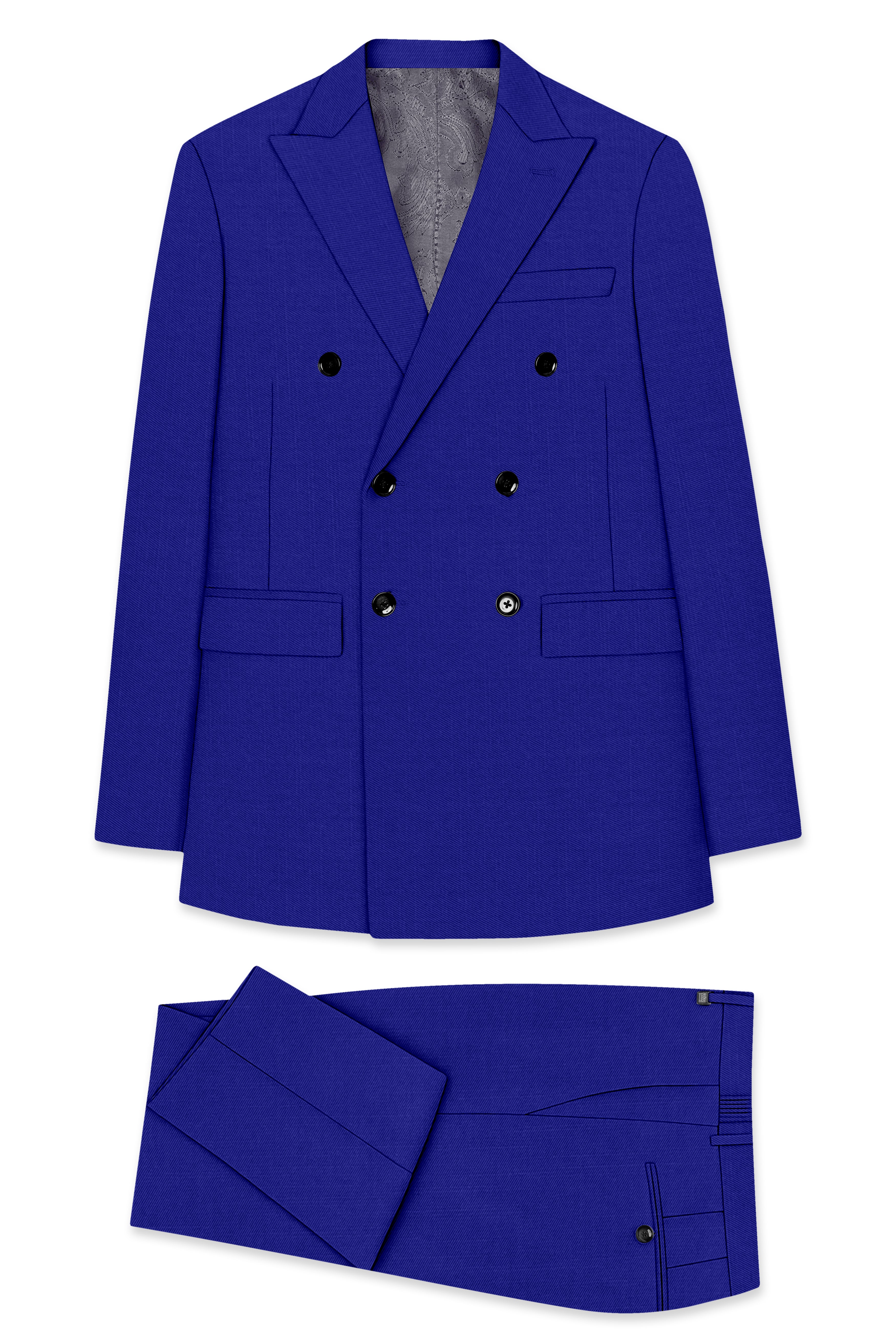 Stratos-Cobalt Blue Wool Rich Slight Stretch Double Breasted Suit