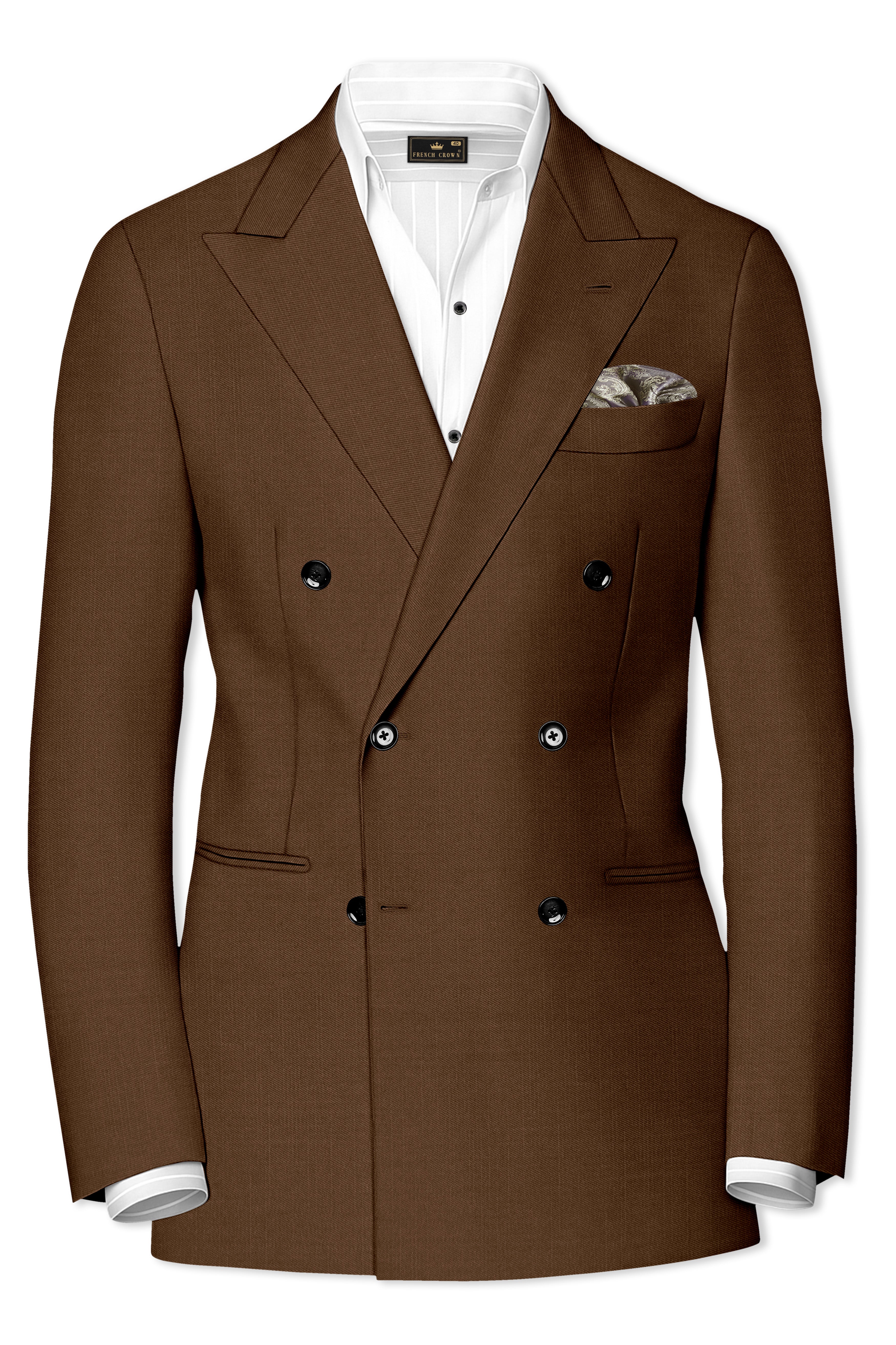 Havron-Derby Brown Wool Rich Slight Stretch Double Breasted Suit