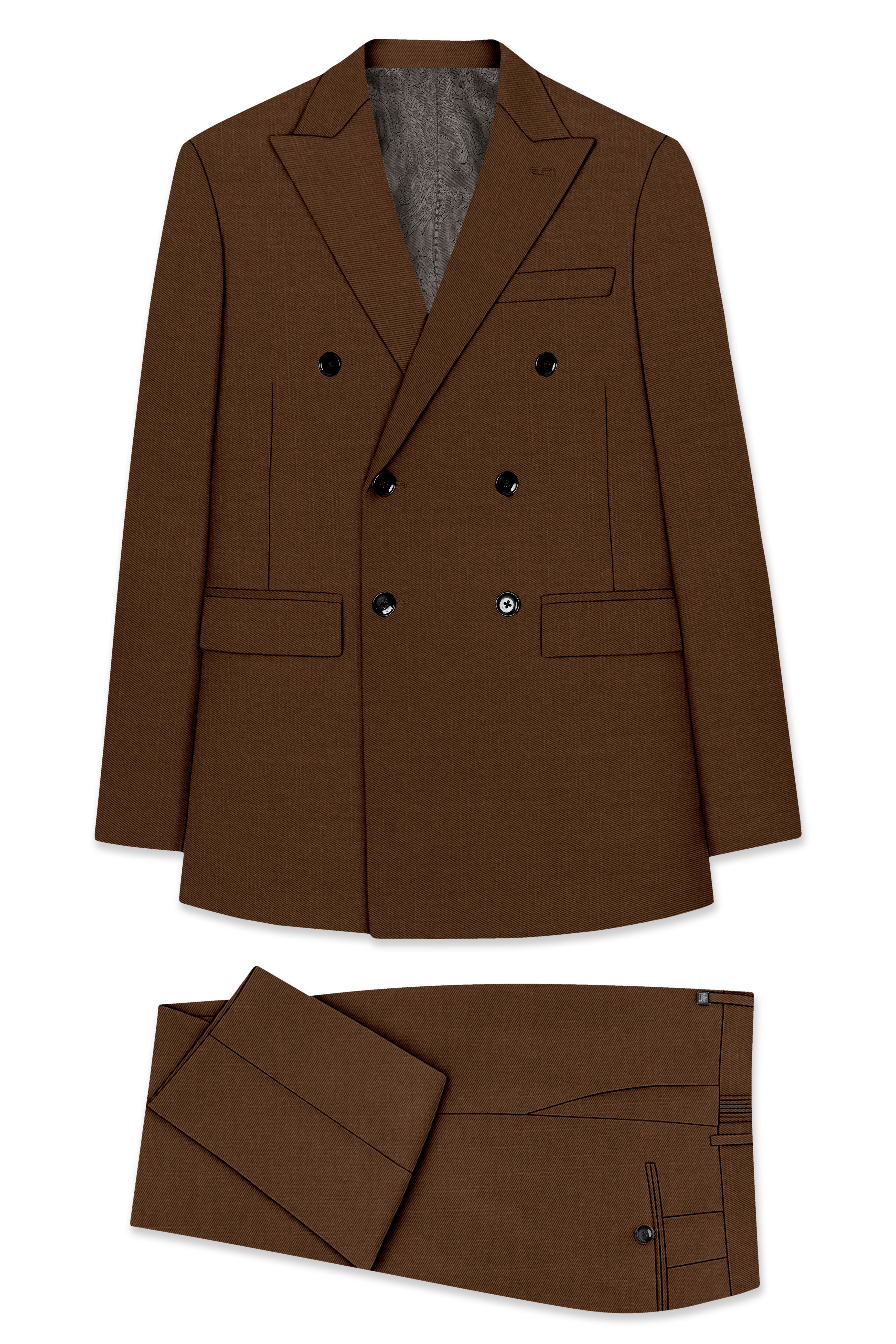 Havron-Derby Brown Wool Rich Slight Stretch Double Breasted Suit