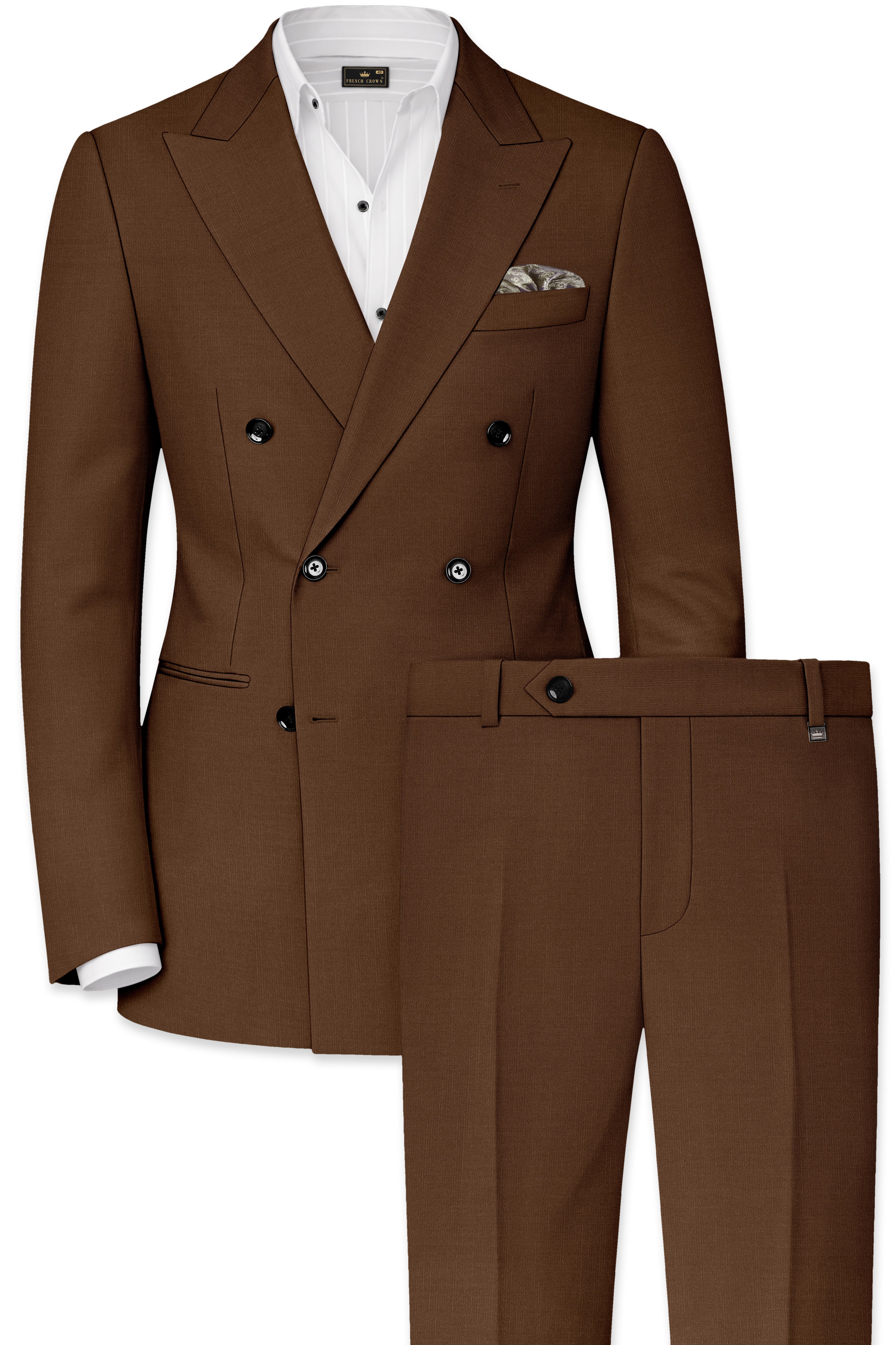 Havron-Derby Brown Wool Rich Slight Stretch Double Breasted Suit