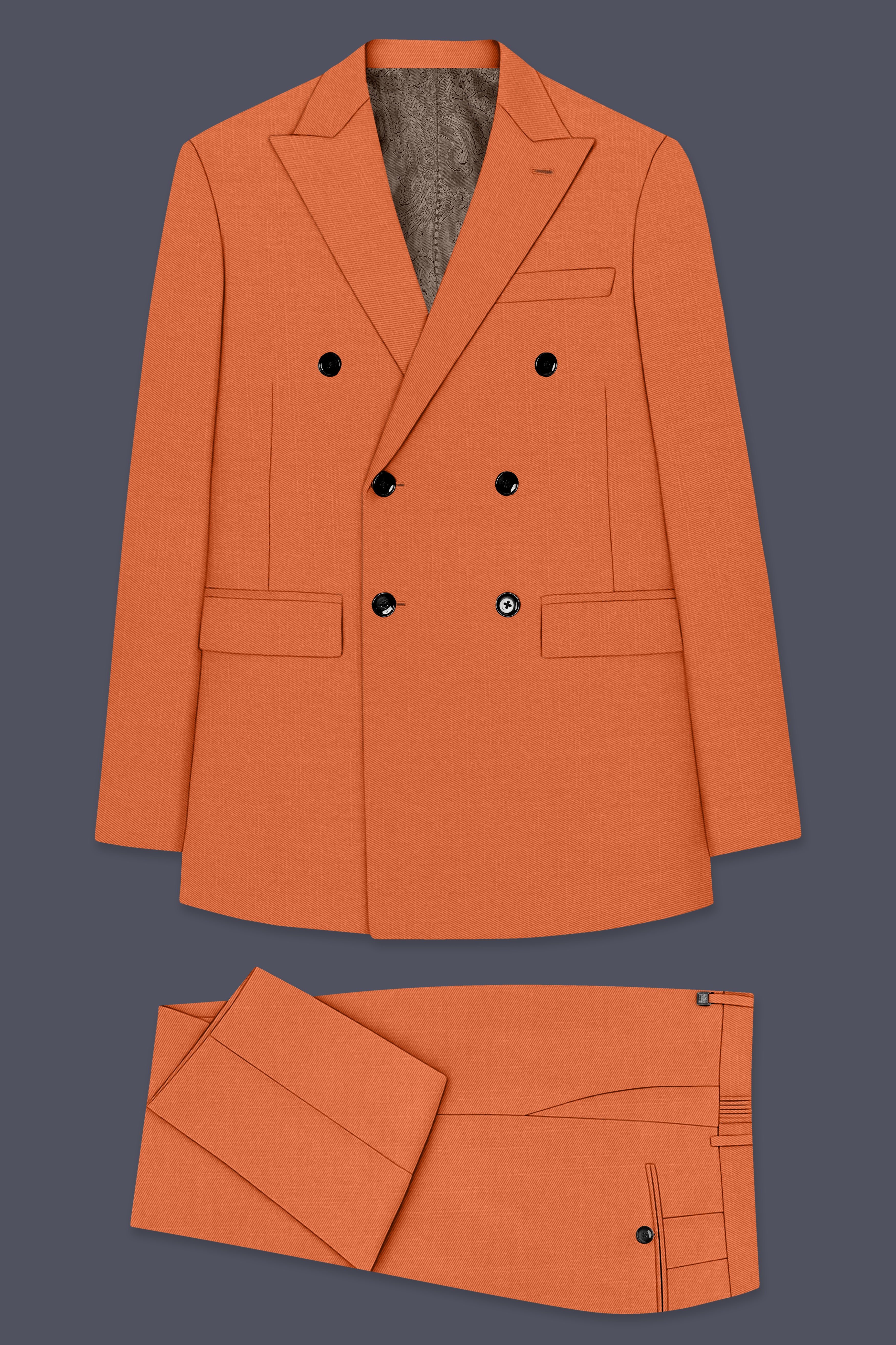 Prestige-Tuscany Orange Wool Rich Slight Stretch Double Breasted Suit