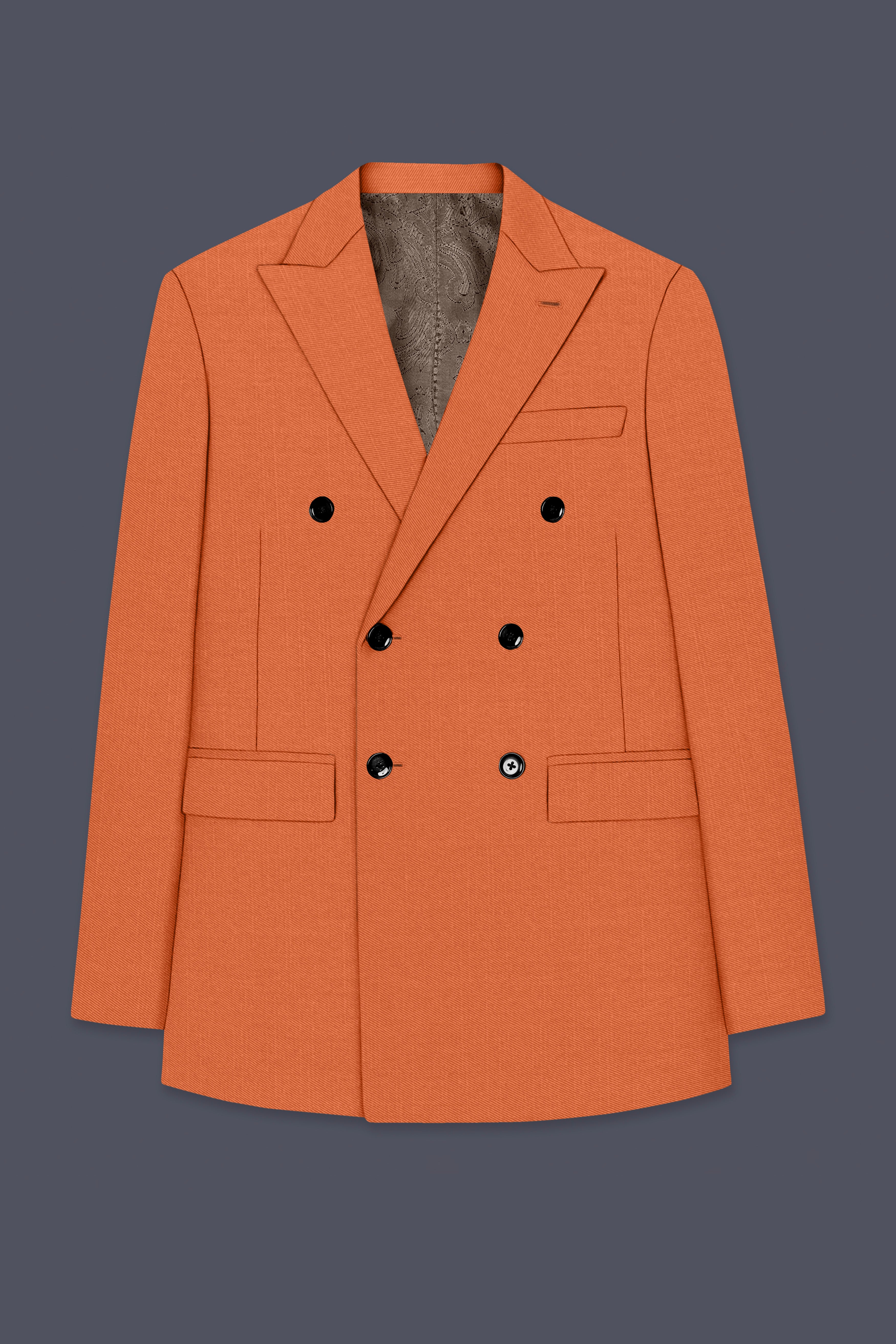 Prestige-Tuscany Orange Wool Rich Slight Stretch Double Breasted Suit