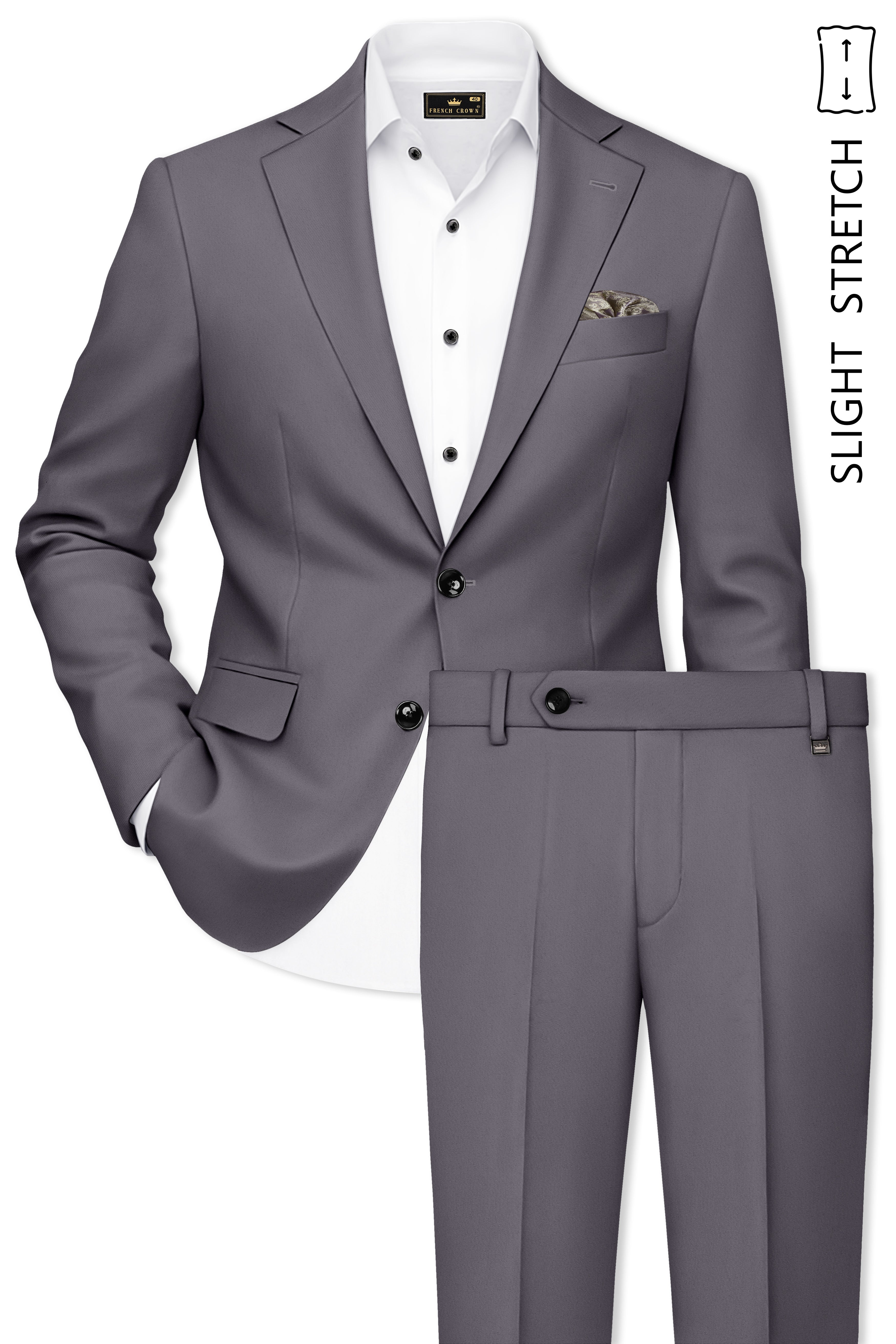 Veltrix-Fuscous Gray Slight Stretch Subtle Sheen Poly-Viscose Single Breasted Suit