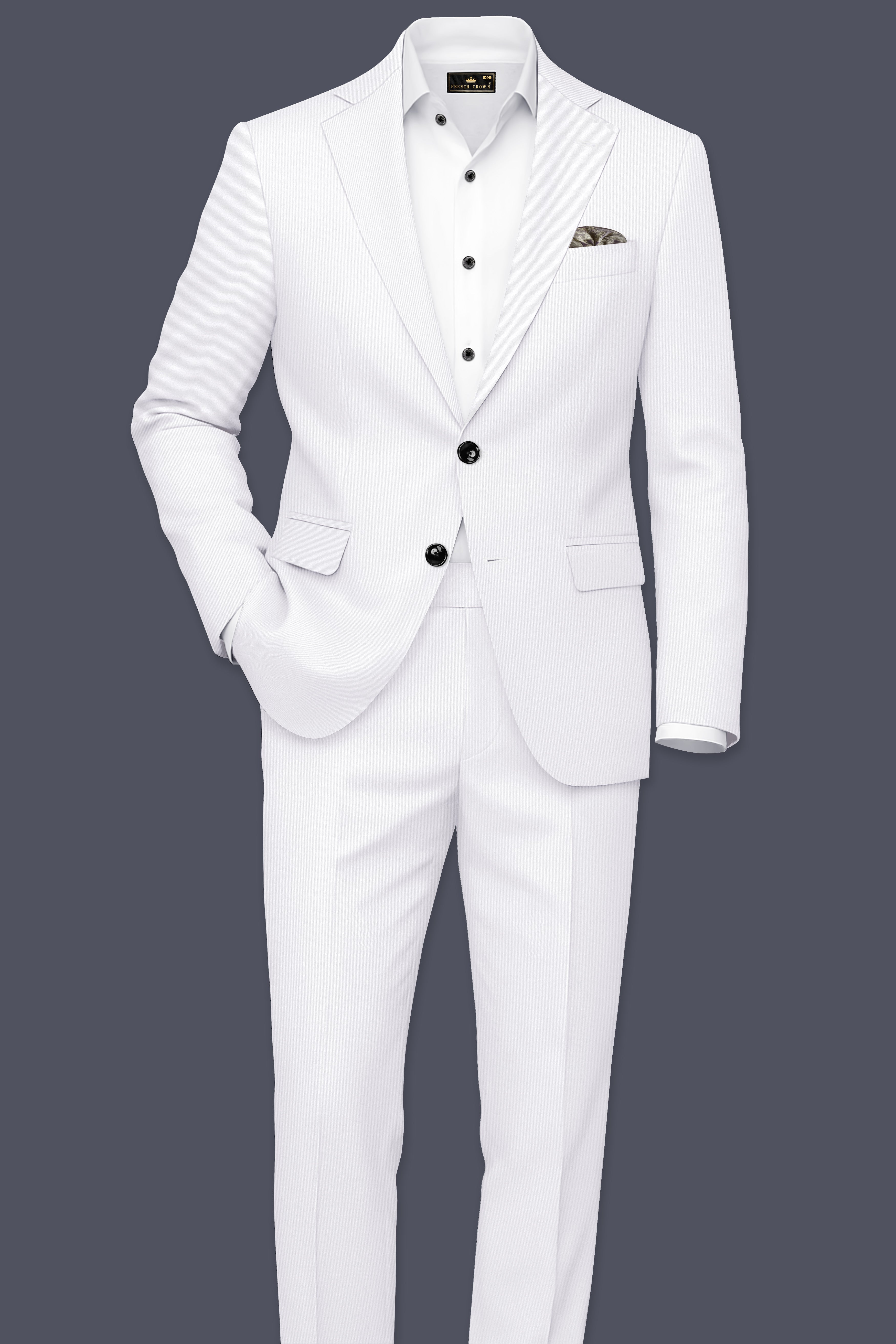 Aurello-Bright White Slight Stretch Subtle Sheen Poly-Viscose Single Breasted Suit