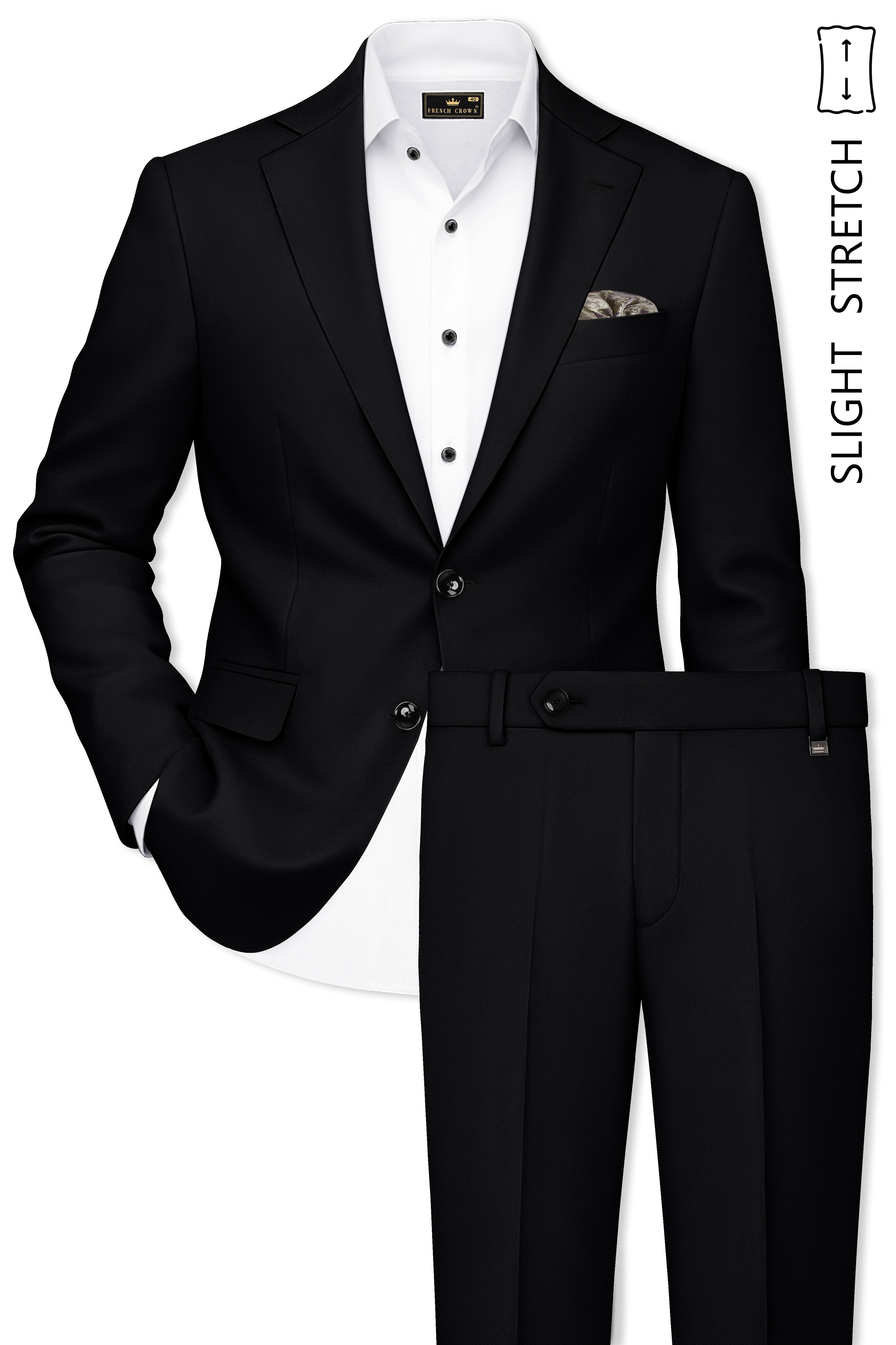 Obsidar-Jade Black Slight Stretch Subtle Sheen Poly-Viscose Single Breasted Suit