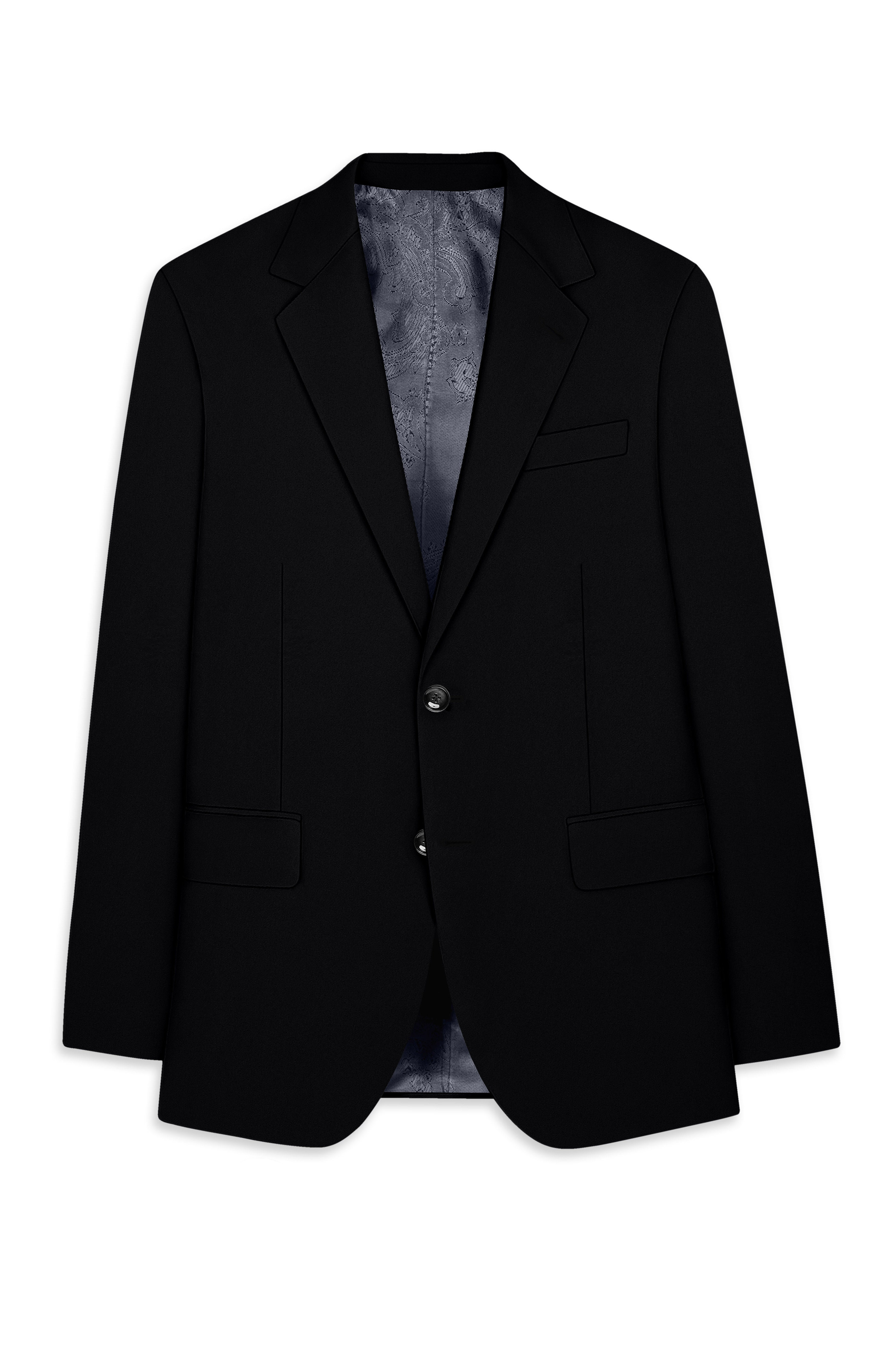 Obsidar-Jade Black Slight Stretch Subtle Sheen Poly-Viscose Single Breasted Suit ST5518-SB-36, ST5518-SB-38, ST5518-SB-40, ST5518-SB-42, ST5518-SB-44, ST5518-SB-46, ST5518-SB-48, ST5518-SB-50, ST5518-SB-52, ST5518-SB-54, ST5518-SB-56, ST5518-SB-58, ST5518-SB-60