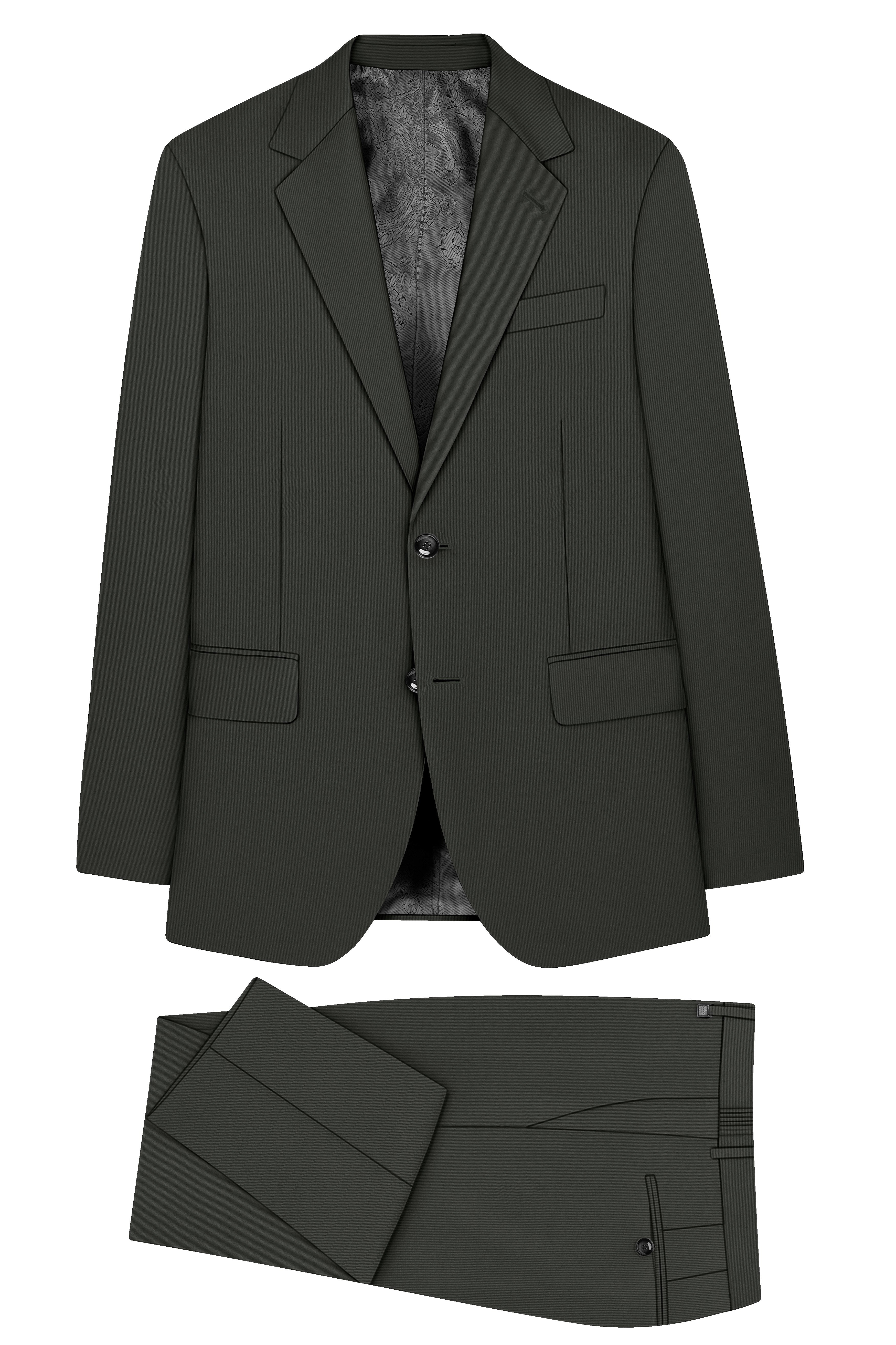 Emeron-Seaweed Green Slight Stretch Subtle Sheen Poly-Viscose Single Breasted Suit