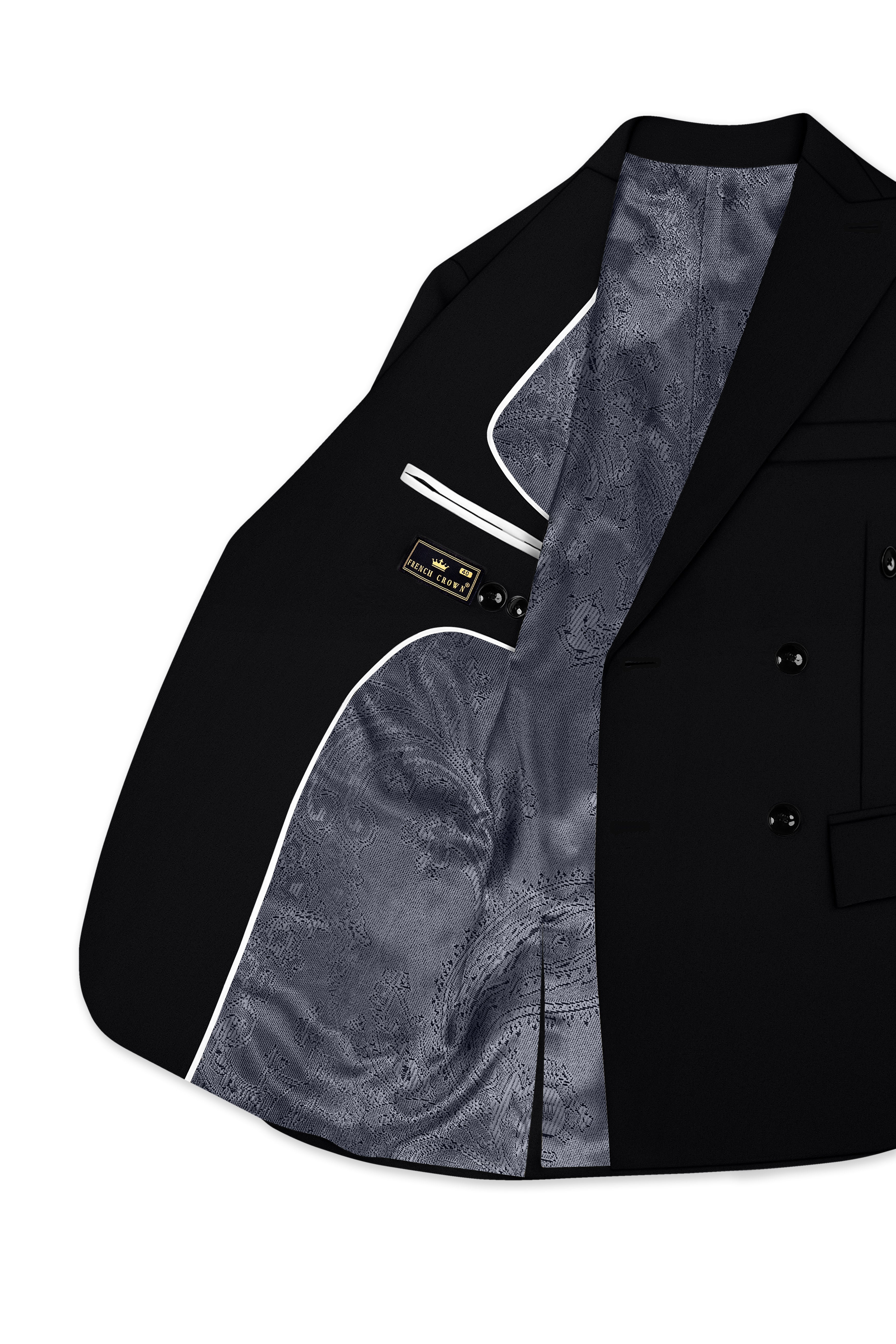 Obsidar-Jade Black Slight Stretch Subtle Sheen Poly-Viscose Double Breasted Suit ST5526-DB-36, ST5526-DB-38, ST5526-DB-40, ST5526-DB-42, ST5526-DB-44, ST5526-DB-46, ST5526-DB-48, ST5526-DB-50, ST5526-DB-52, ST5526-DB-54, ST5526-DB-56, ST5526-DB-58, ST5526-DB-60