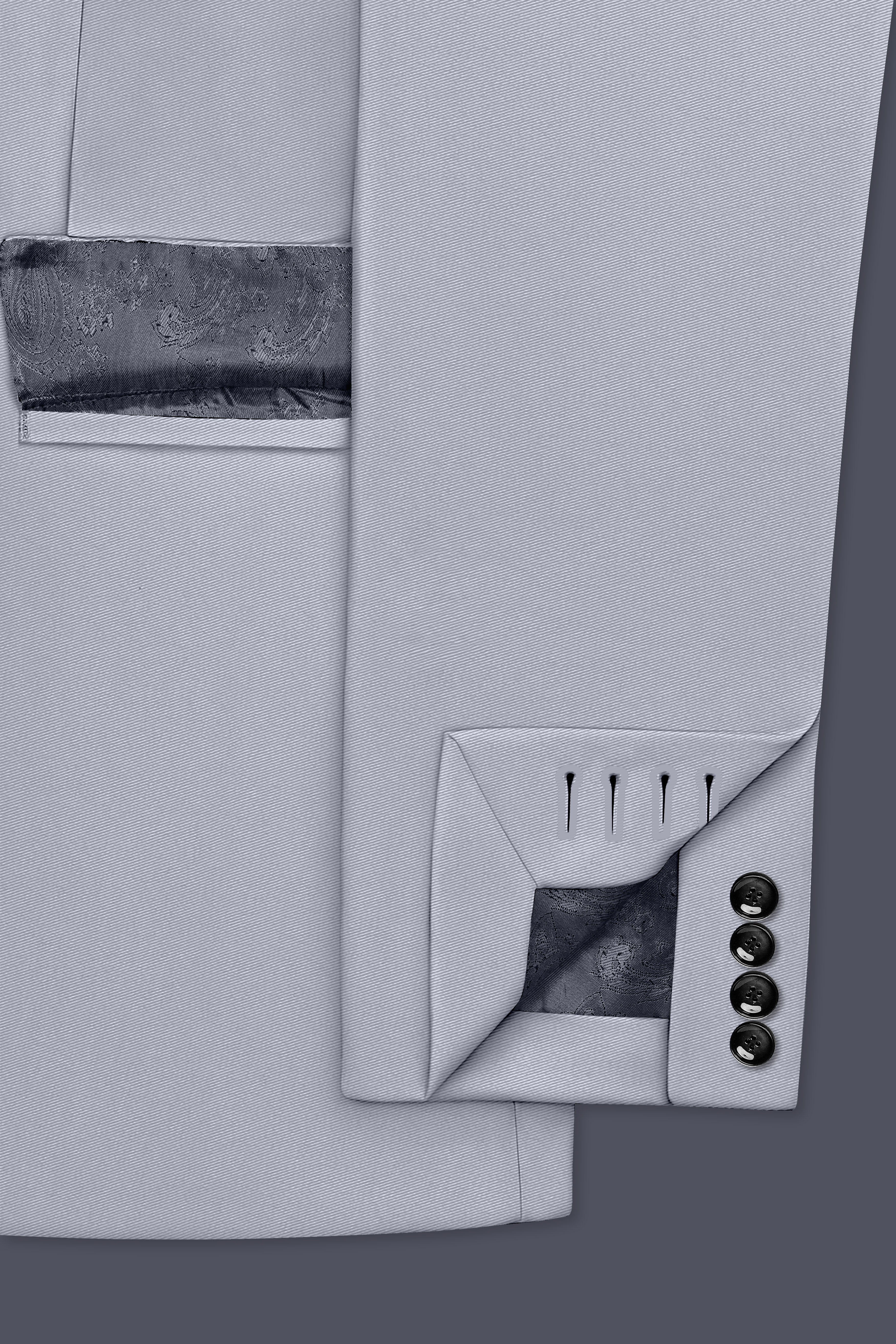 Ashvaro-Manatee Gray Slight Stretch Subtle Sheen Poly-Viscose Double Breasted Suit