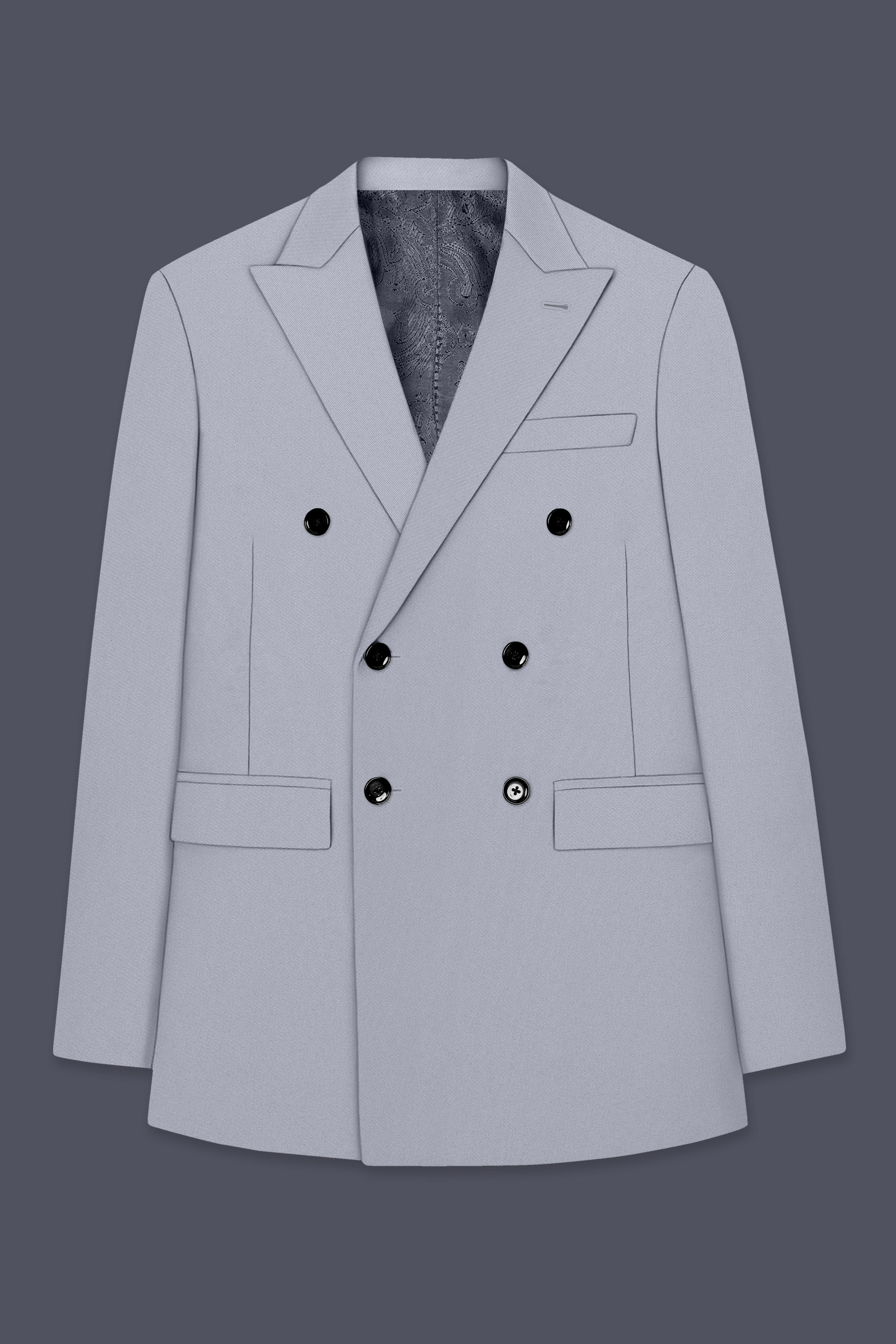 Ashvaro-Manatee Gray Slight Stretch Subtle Sheen Poly-Viscose Double Breasted Suit