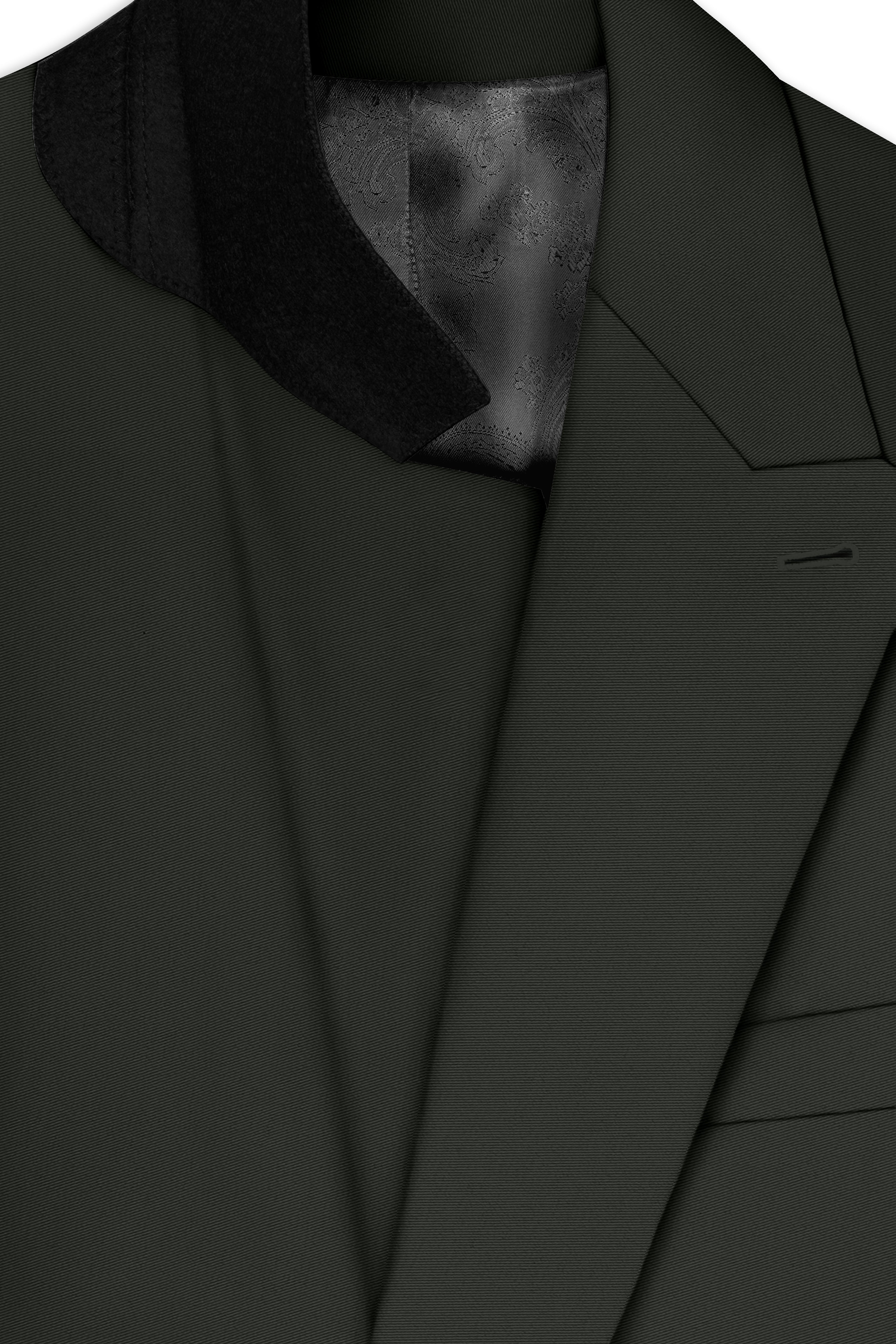 Emeron-Seaweed Green Slight Stretch Subtle Sheen Poly-Viscose Double Breasted Suit