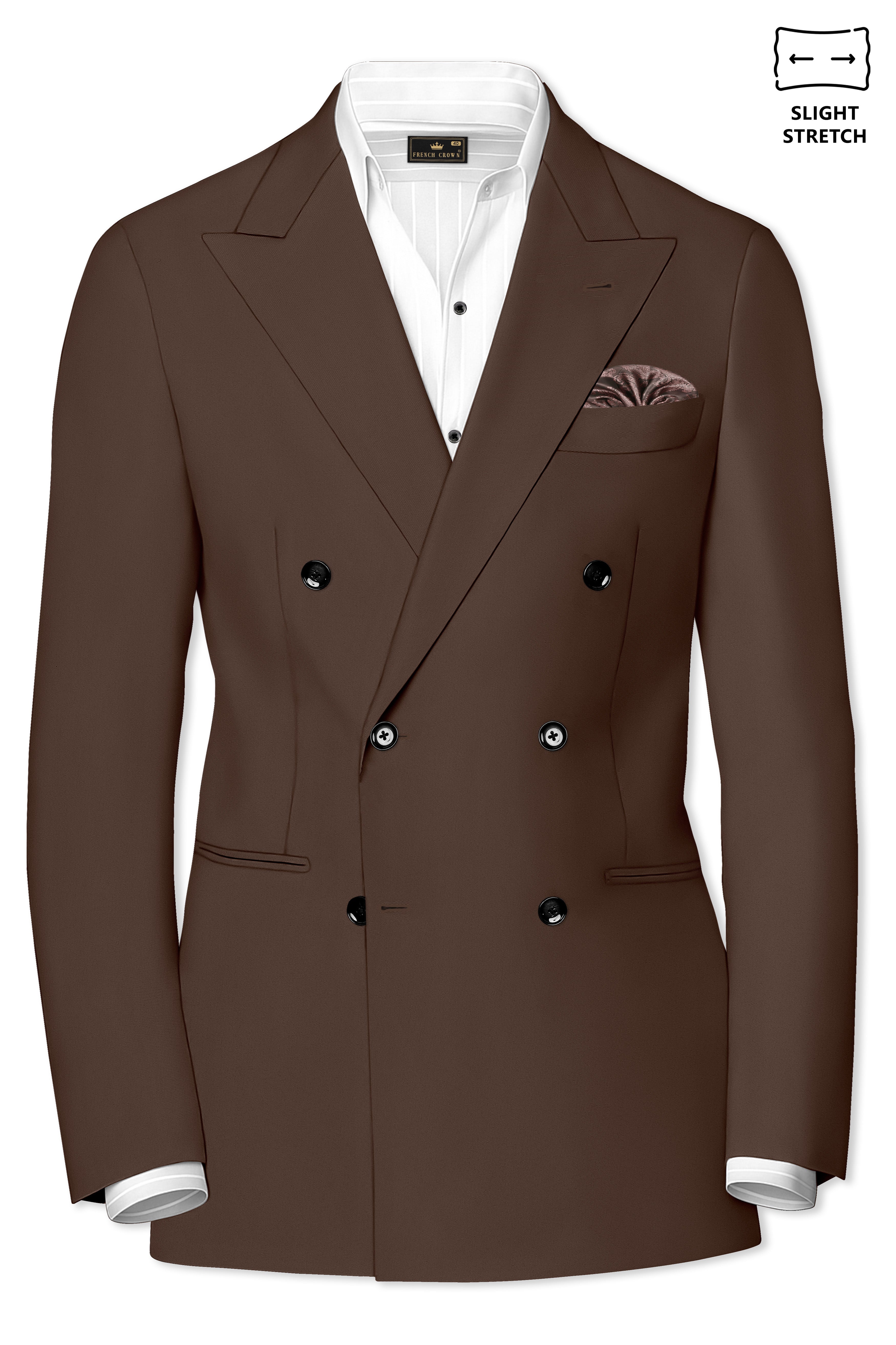Dunaro-Taupe Brown Slight Stretch Subtle Sheen Poly-Viscose Double Breasted Suit