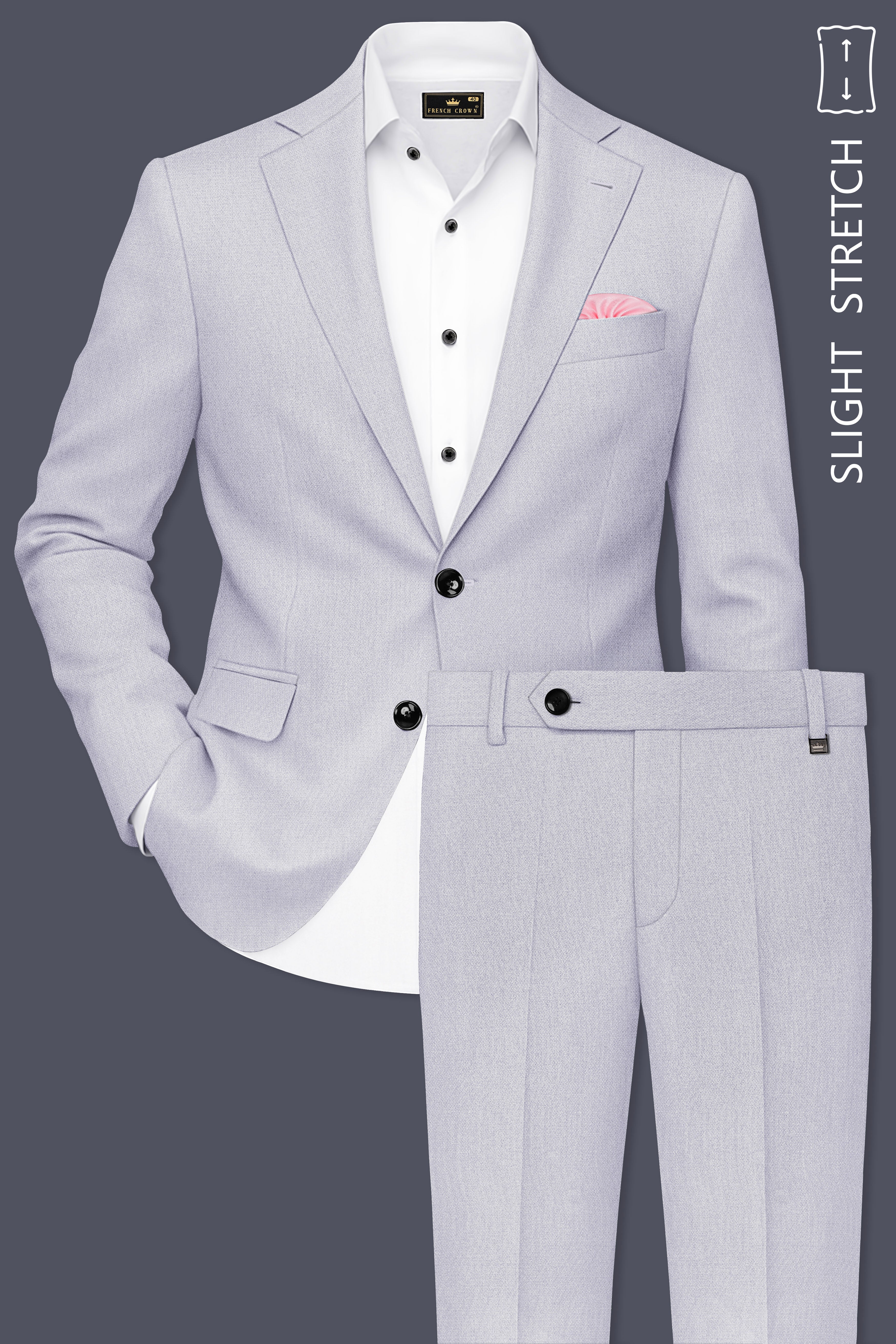 Prism-Chalice Gray Diamond Textured Wool Rich Slight Stretch Single Breasted Suit