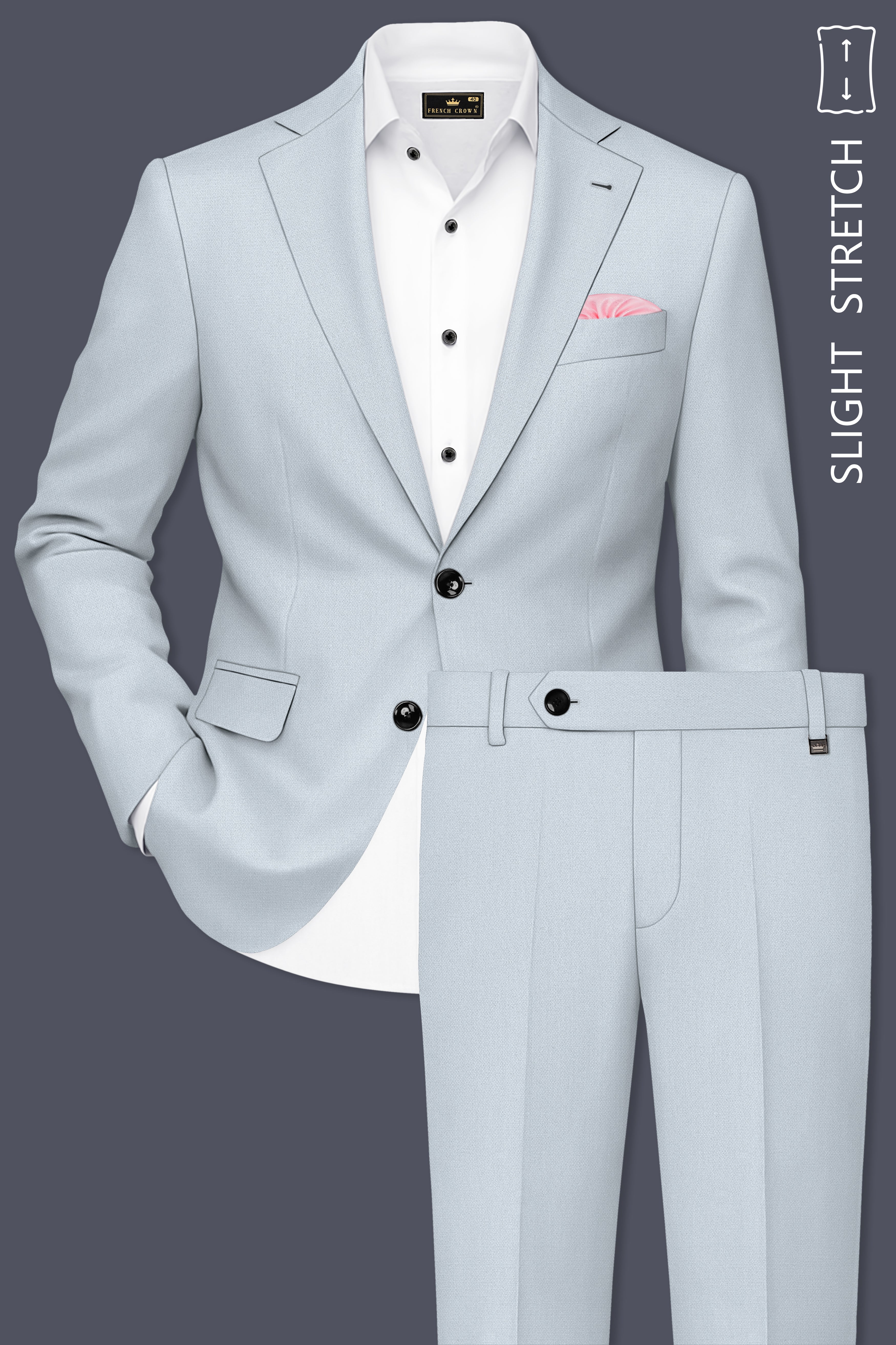 Prism-Chalice Gray Diamond Textured Wool Rich Slight Stretch Single Breasted Suit