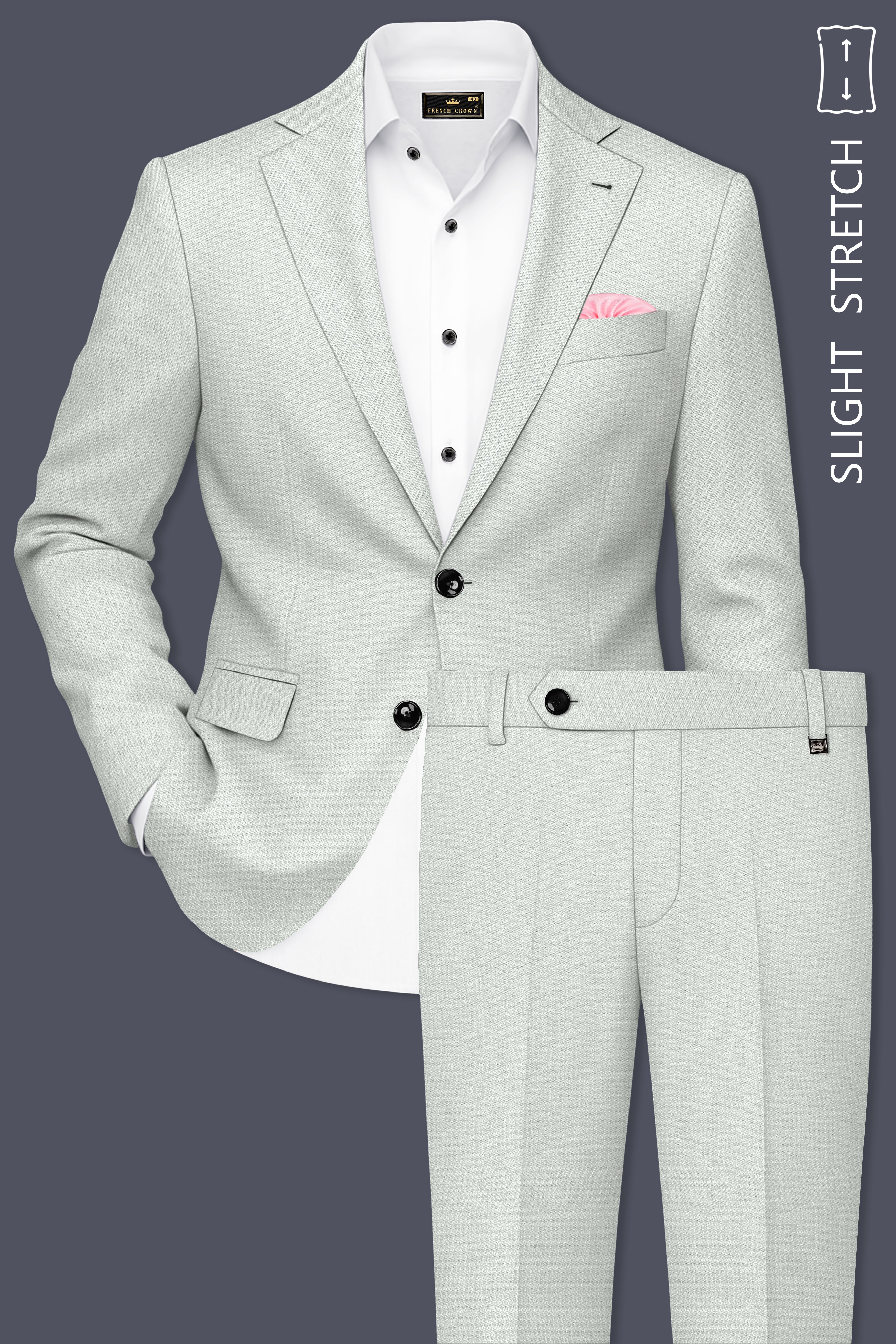 Regent-Noble Gray Diamond Textured Wool Rich Slight Stretch Single Breasted Suit