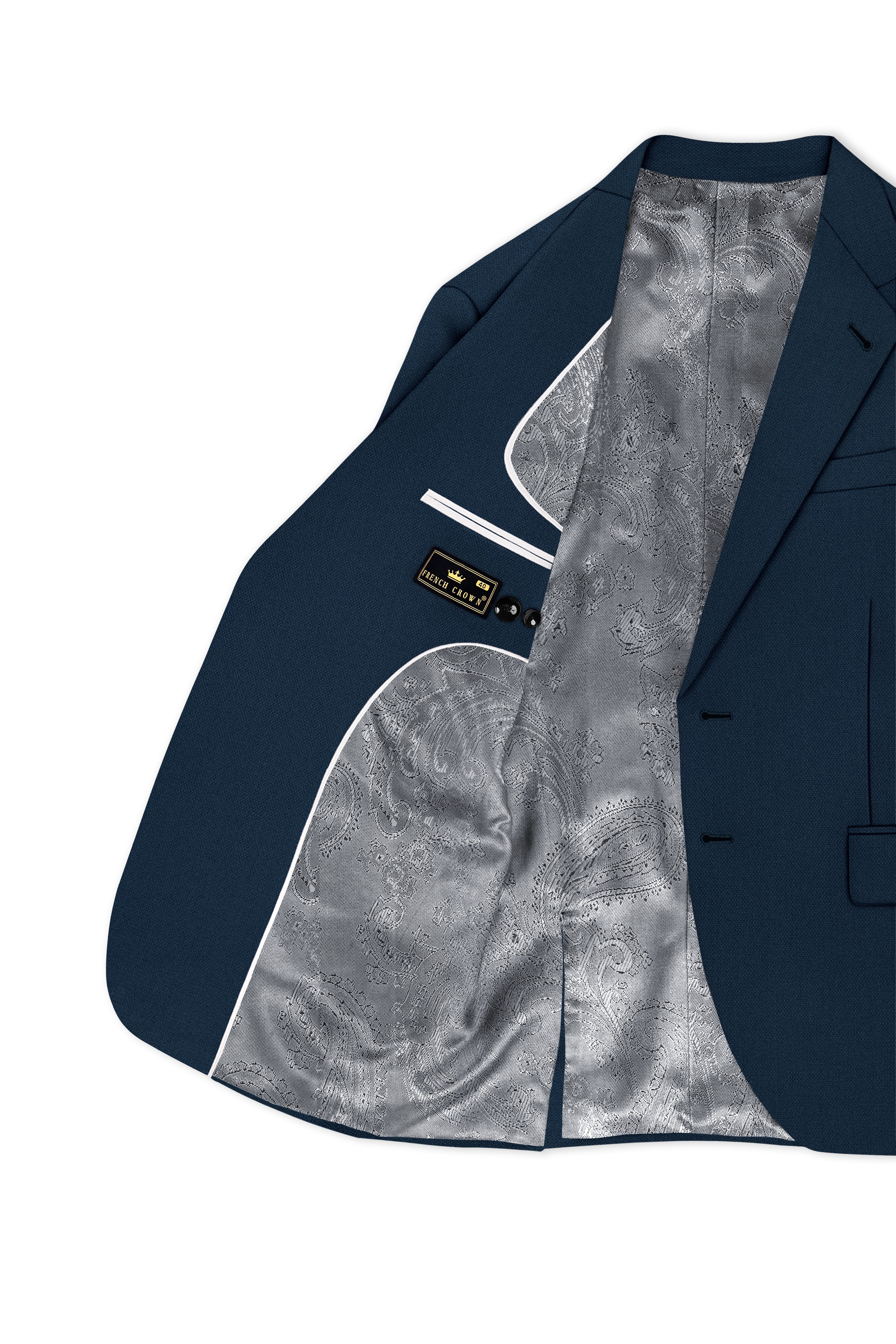 Noctis-Cinder Blue Diamond Textured Wool Rich Slight Stretch Single Breasted Suit
