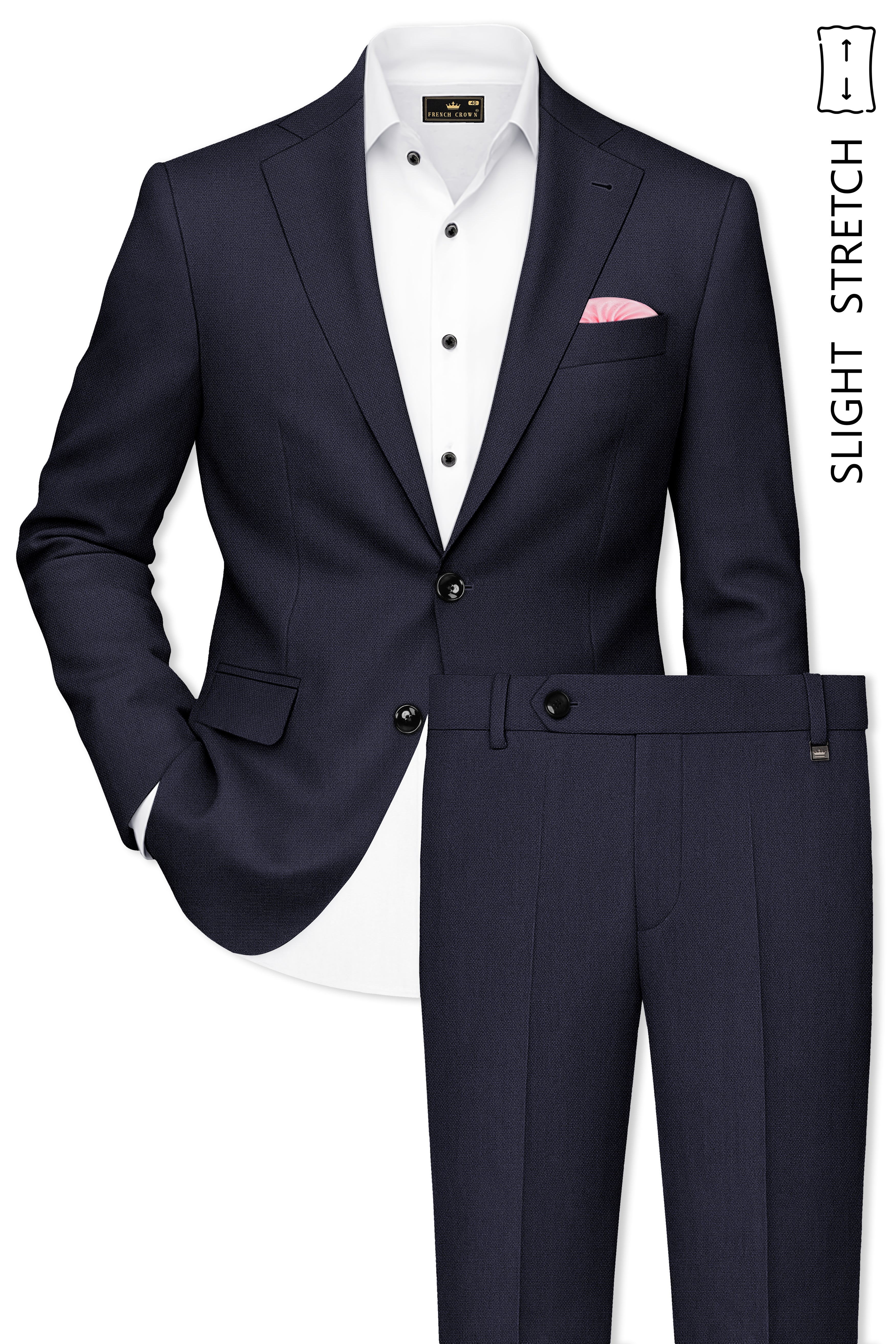 Vesper-Bastille Purple Diamond Textured Wool Rich Slight Stretch Single Breasted Suit