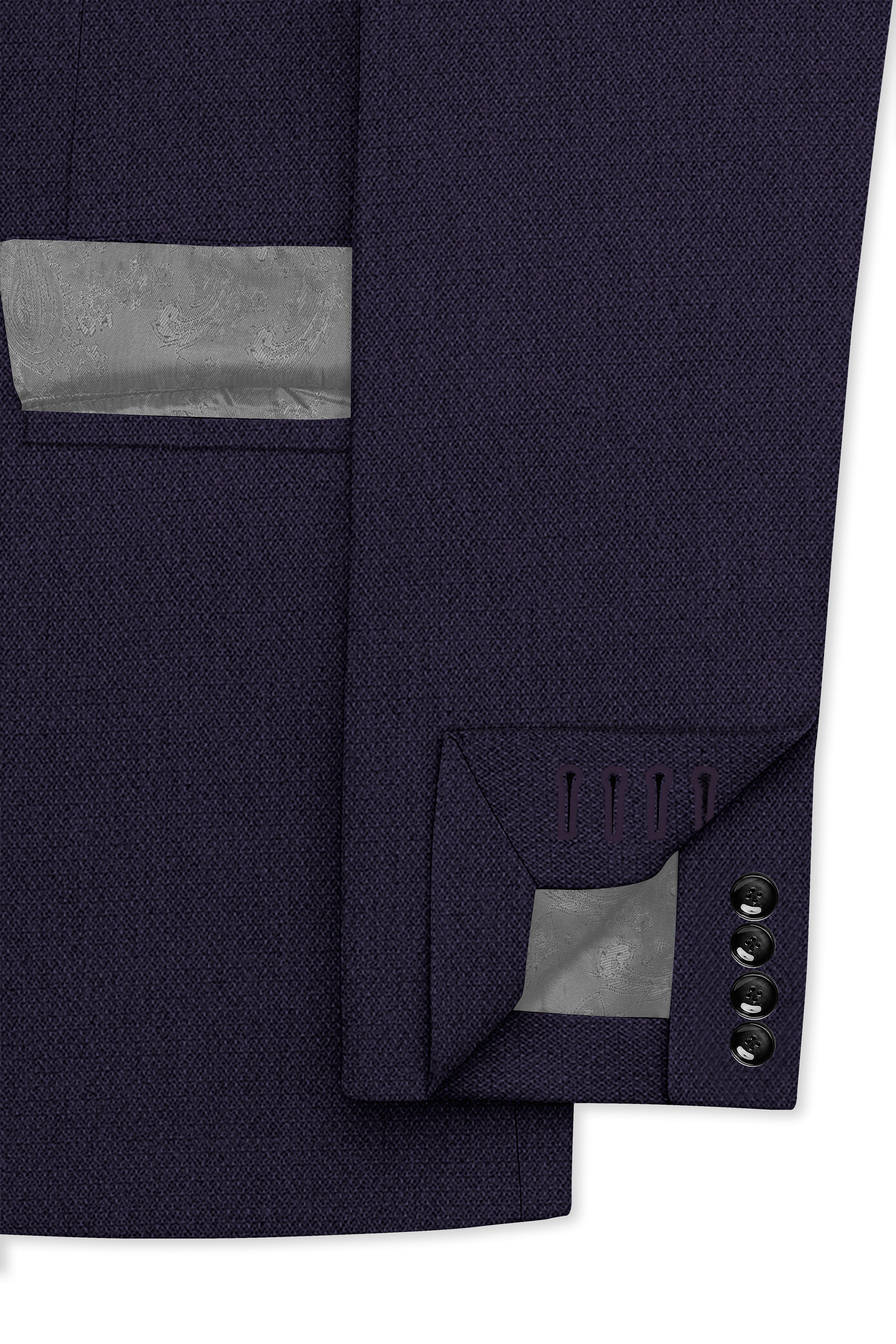Vesper-Bastille Purple Diamond Textured Wool Rich Slight Stretch Single Breasted Suit