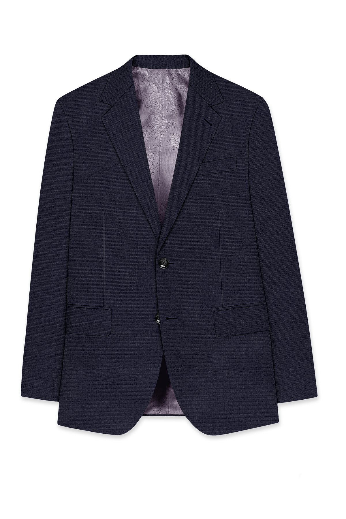 Vesper-Bastille Purple Diamond Textured Wool Rich Slight Stretch Single Breasted Suit