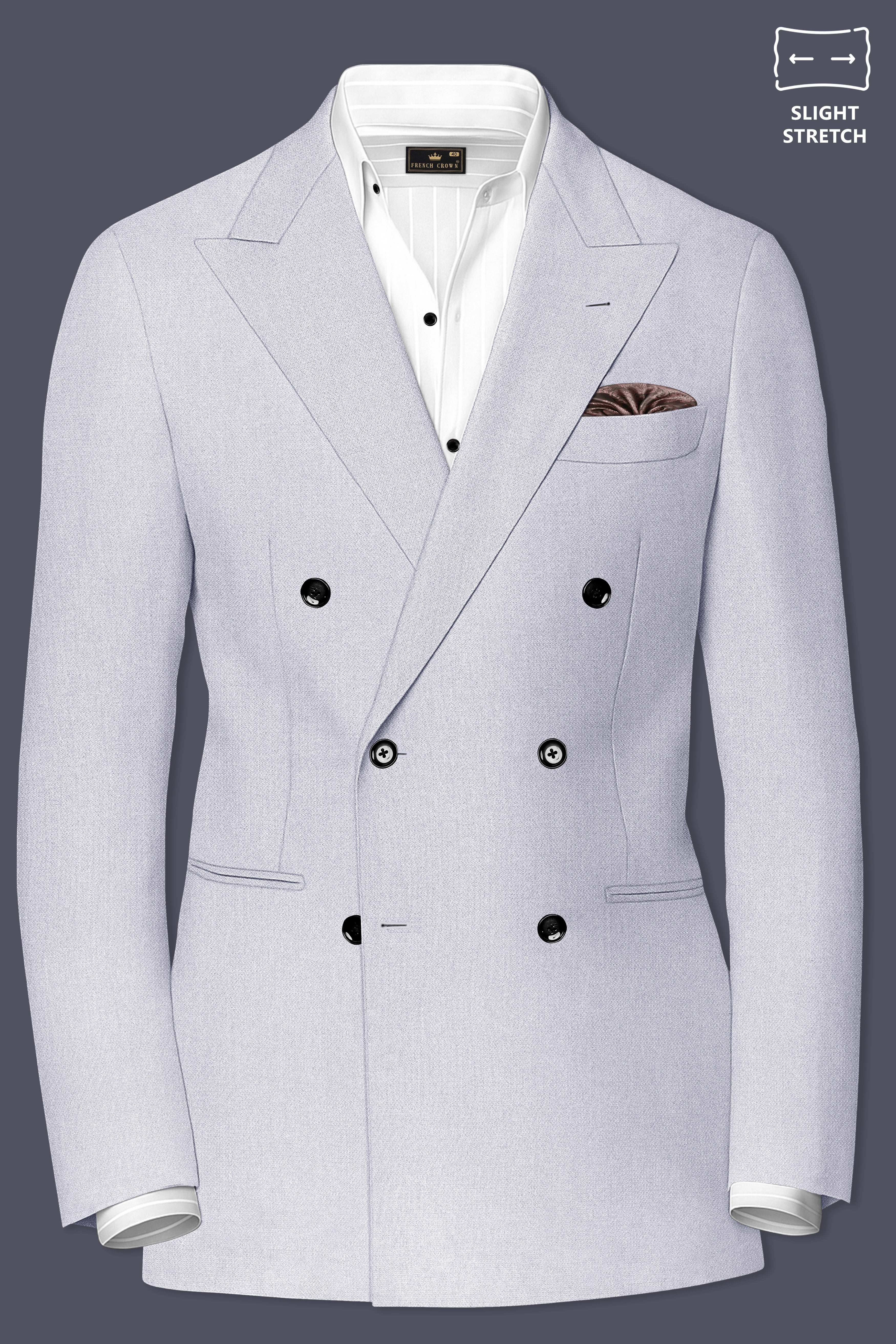 Prism-Chalice Gray Diamond Textured Wool Rich Slight Stretch Double Breasted Suit