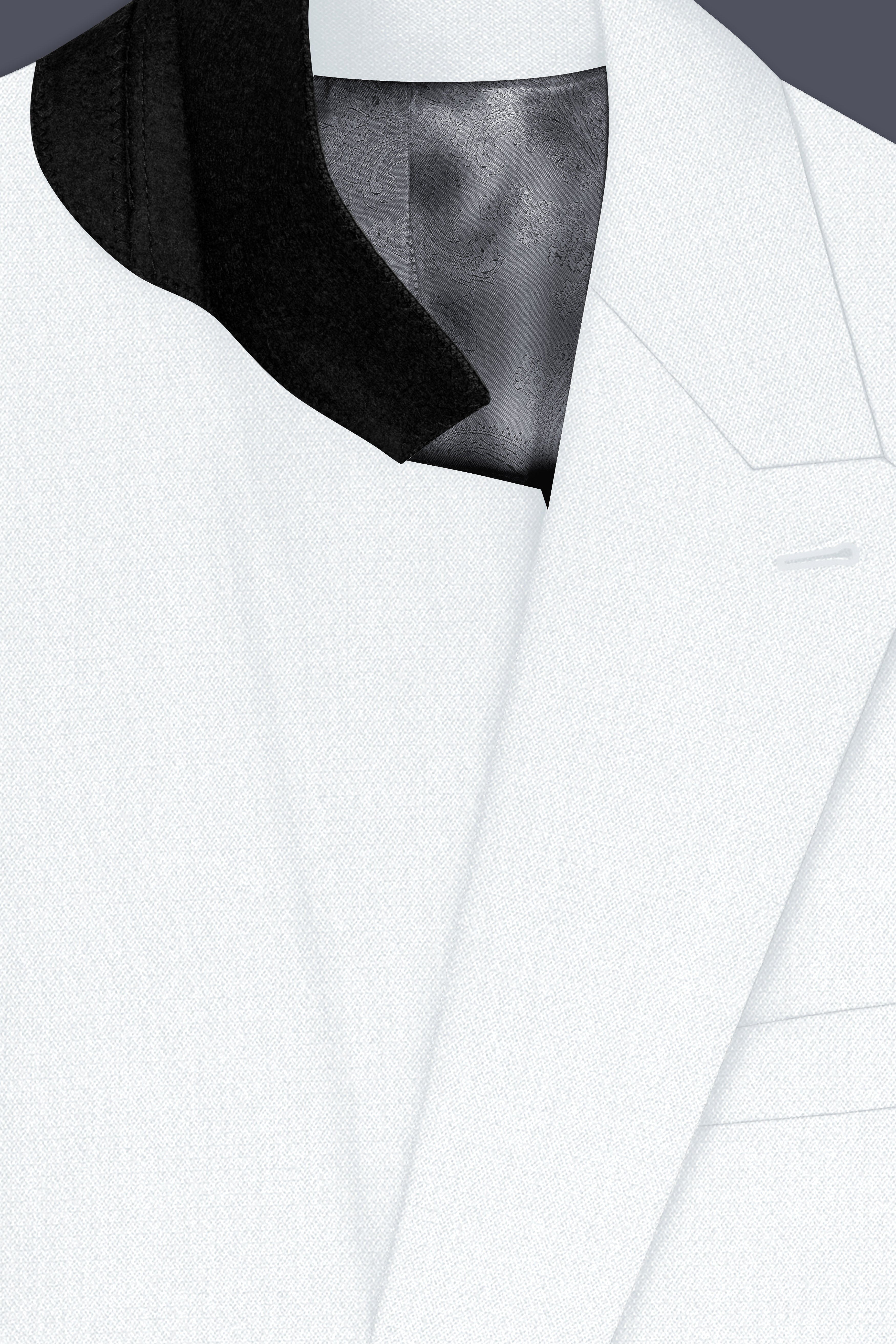 Sterling-Bright White Diamond Textured Wool Rich Slight Stretch Double Breasted Suit