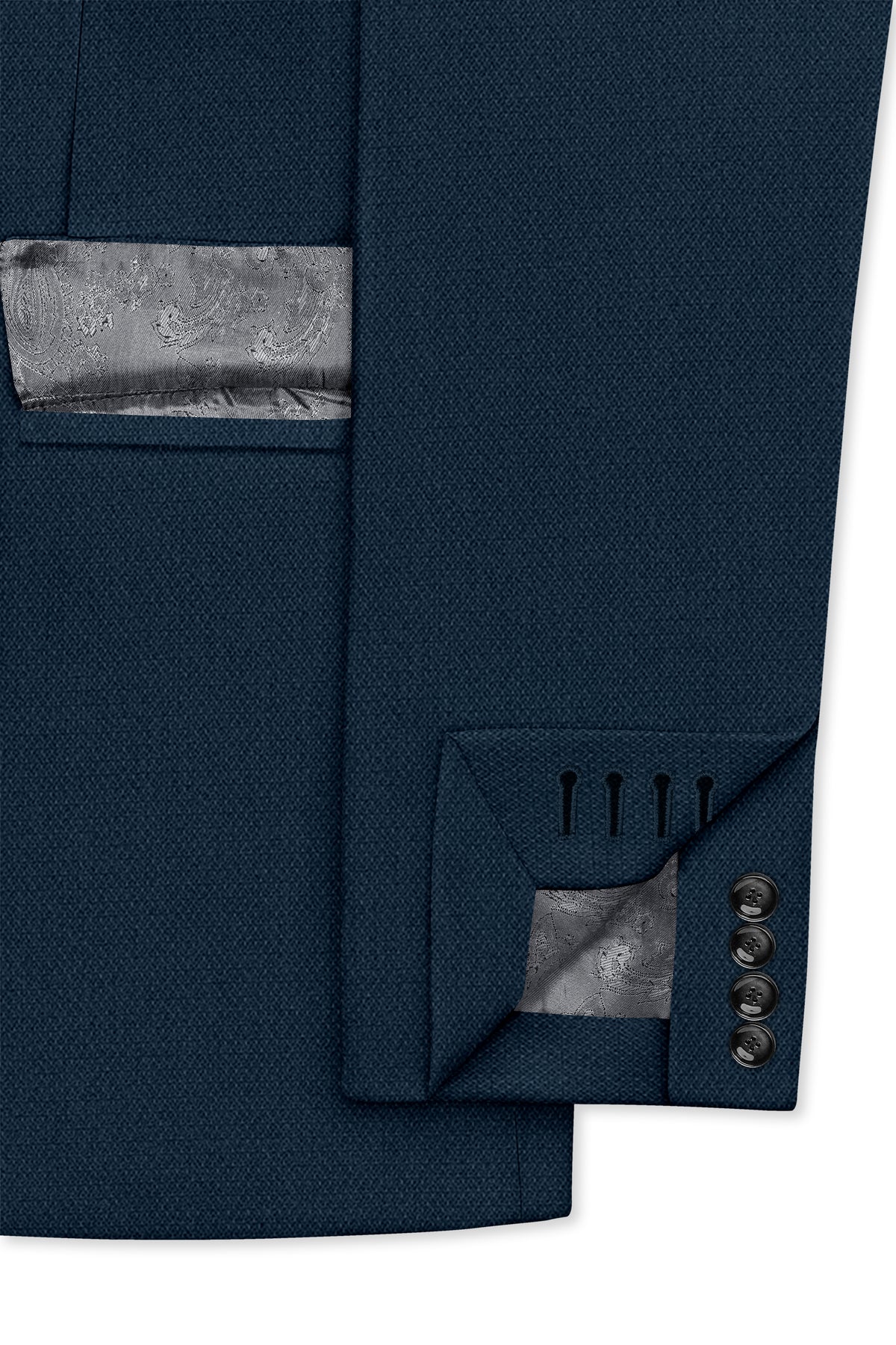 Noctis-Cinder Blue Diamond Textured Wool Rich Slight Stretch Double Breasted Suit