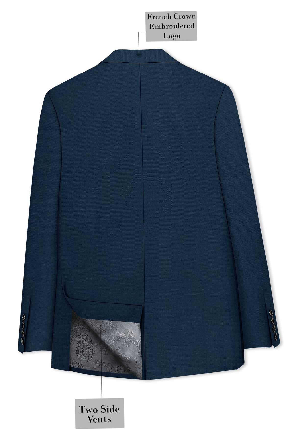 Noctis-Cinder Blue Diamond Textured Wool Rich Slight Stretch Double Breasted Suit