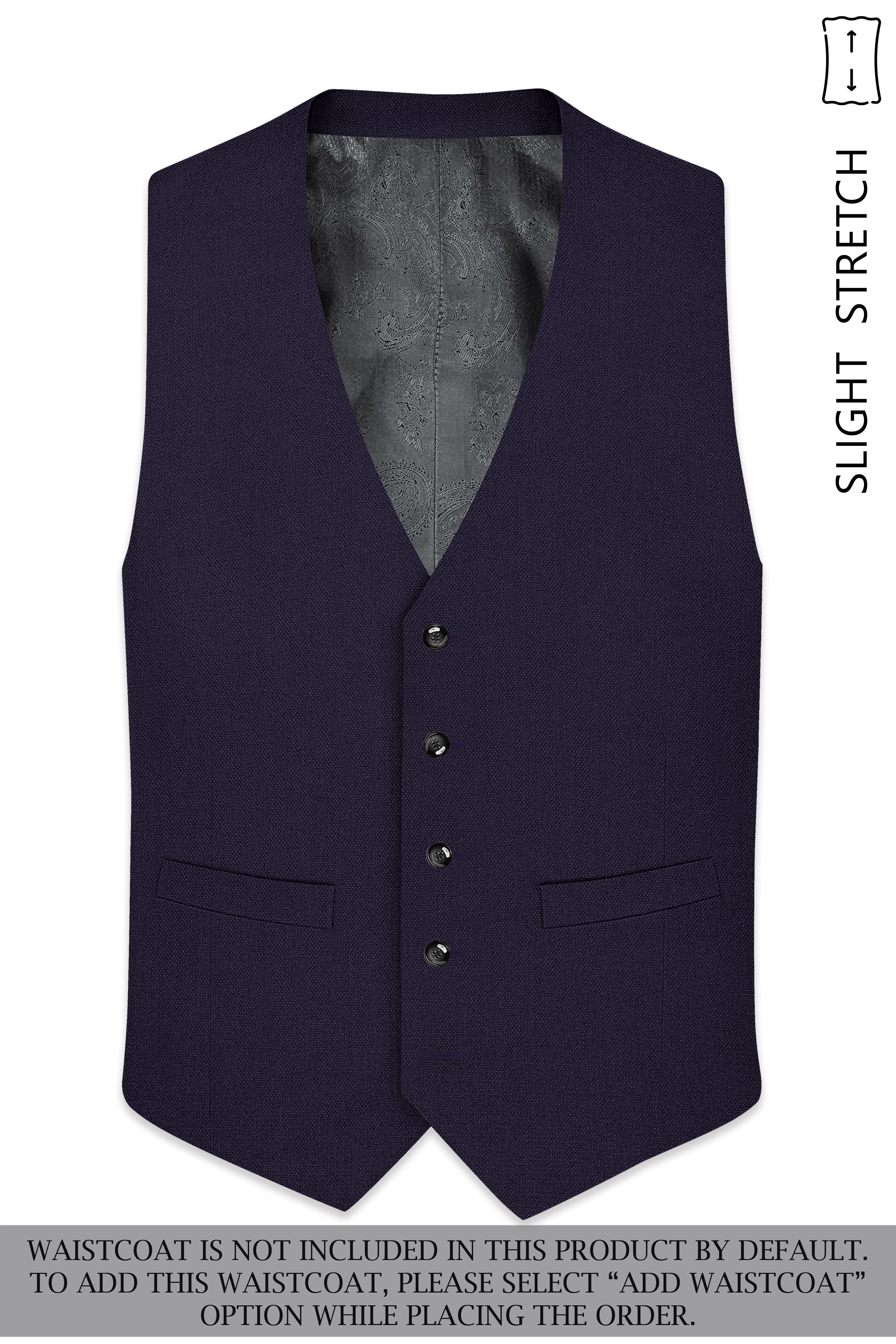 Vesper-Bastille Purple Diamond Textured Wool Rich Slight Stretch Double Breasted Suit